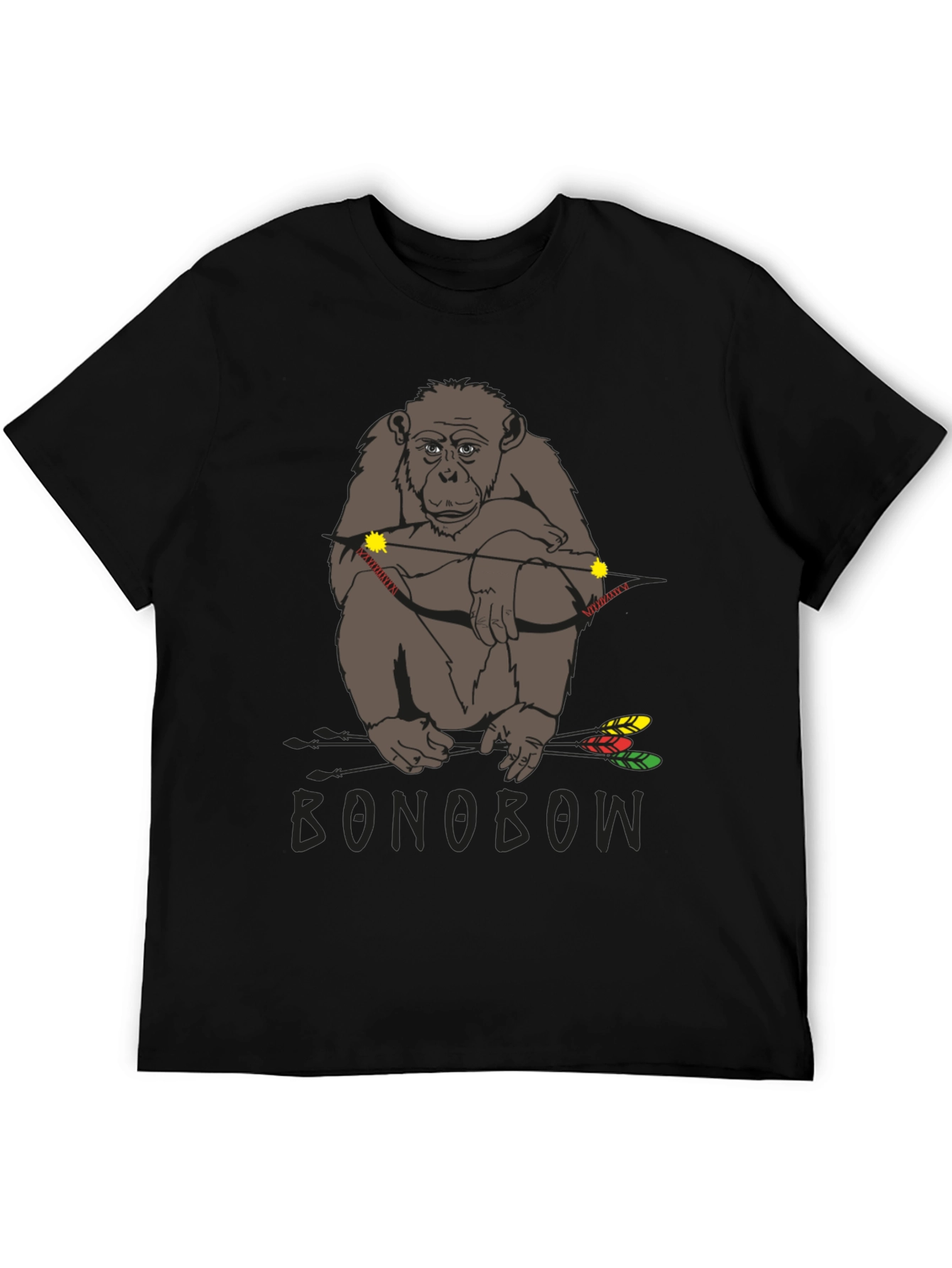 Black Bonobo Archer T-Shirt - Novelty Animal Tee view 5