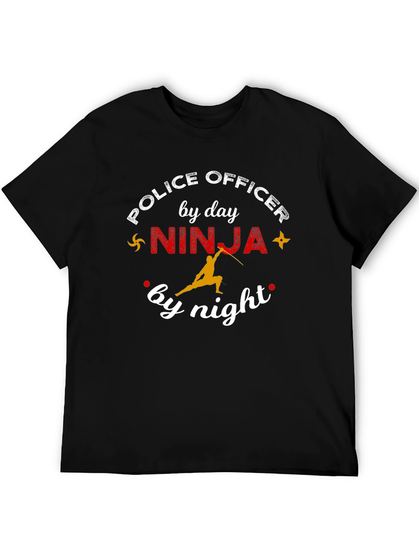Black Police Officer Ninja Graphic T-Shirt view 5