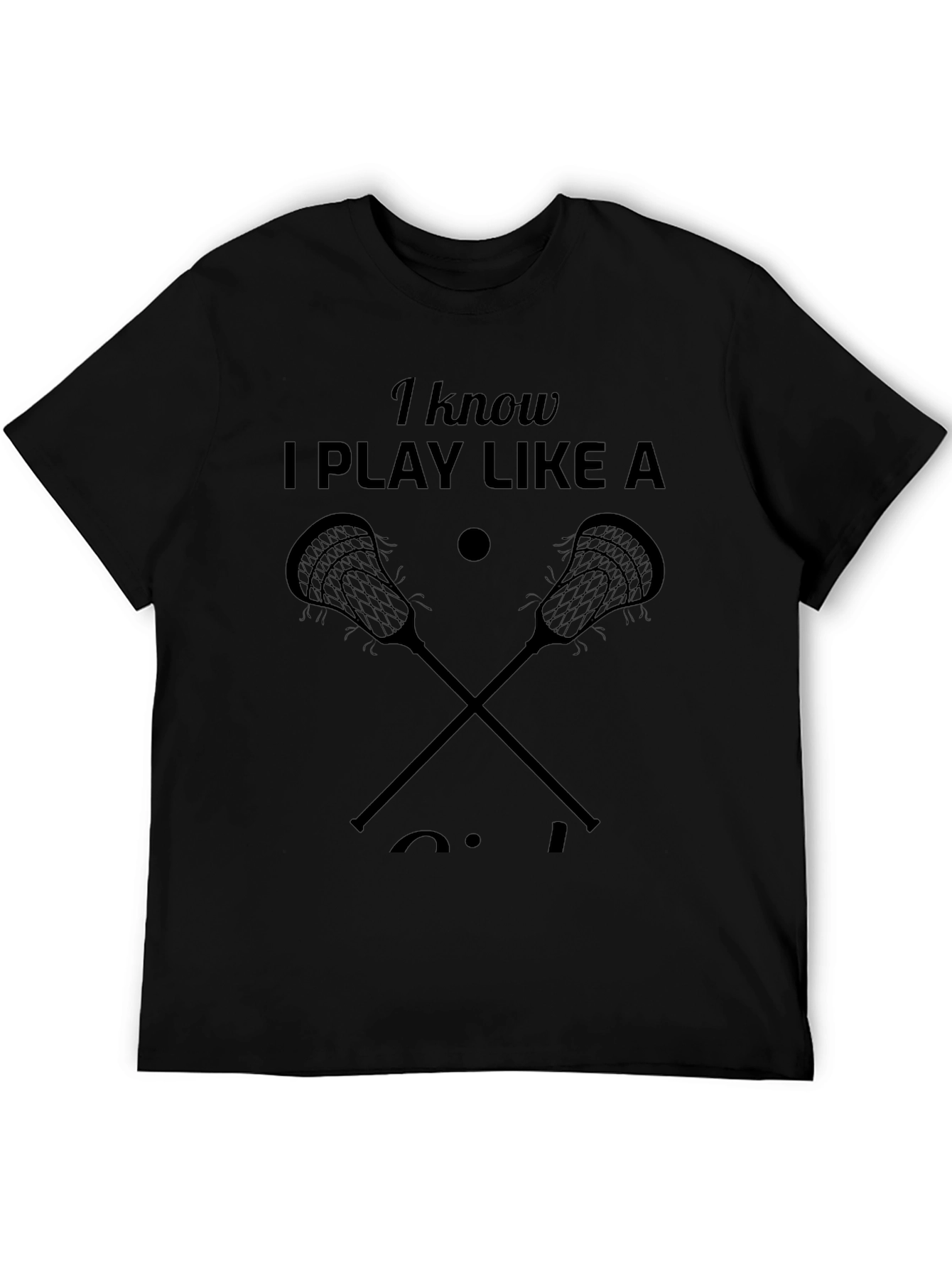 Black Lacrosse Player Black Graphic T-Shirt view 5