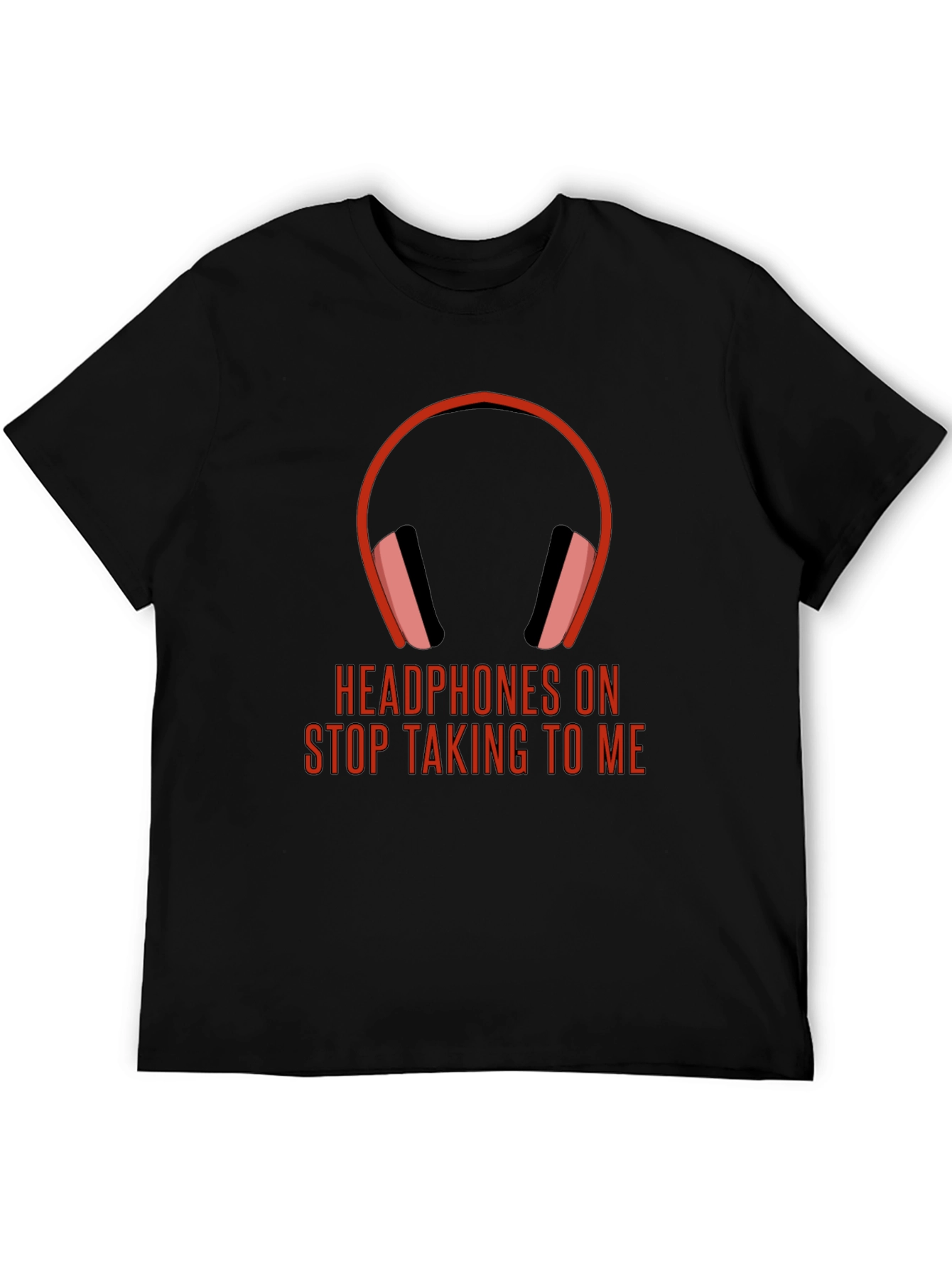 Black Headphones On Graphic Tee - Introvert Humor T-Shirt view 5