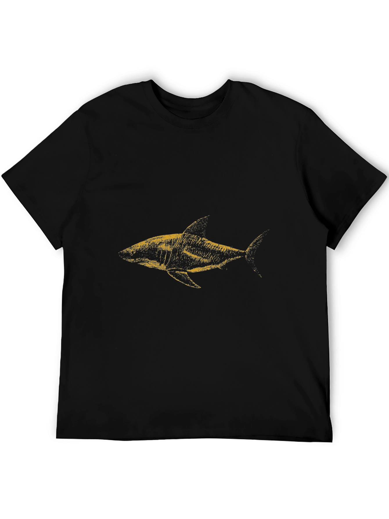 Black Black Shark Graphic T-Shirt - Men's Casual Tee view 5