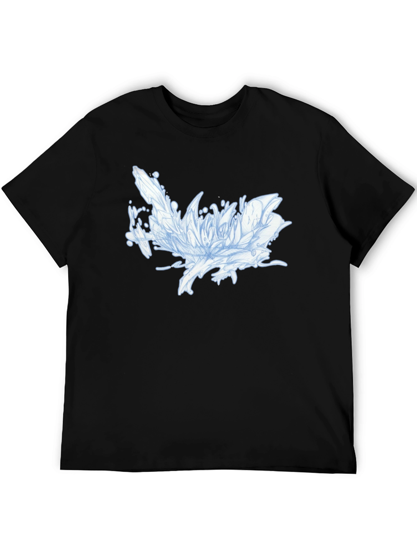 Black Abstract Floral Graphic Black T-Shirt view 5