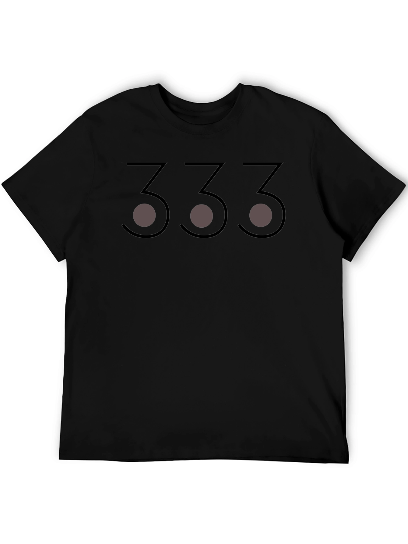 Black Men's Black T-shirt with Number 333 Design view 5