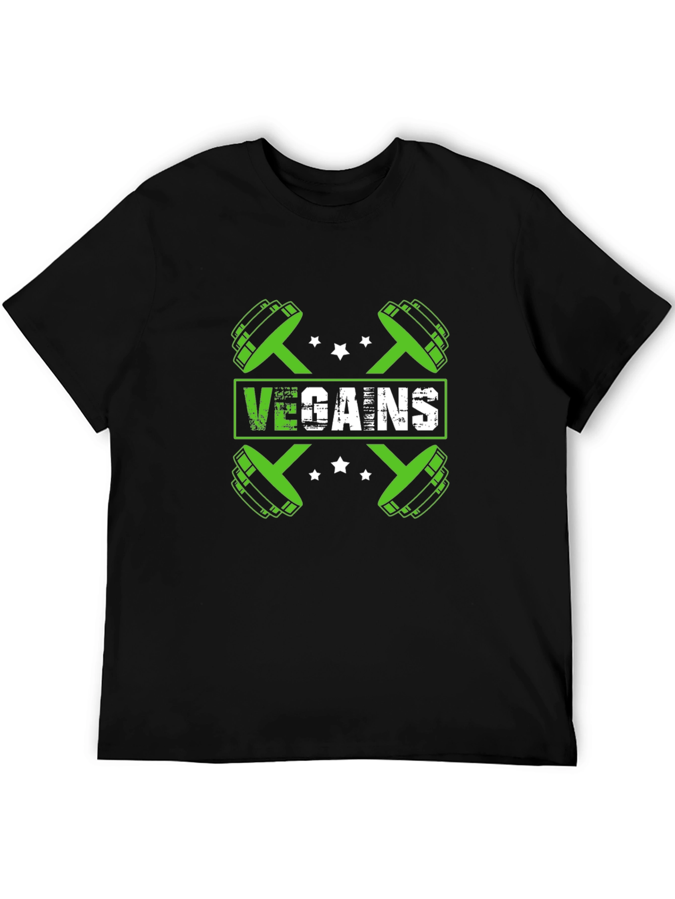 Black Vegan Gains T-Shirt - Fitness & Vegan Lifestyle Tee view 5