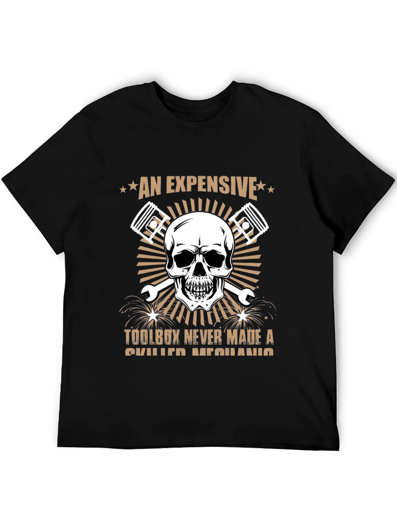 Black Expensive Toolbox Skull Mechanic T-Shirt view 5
