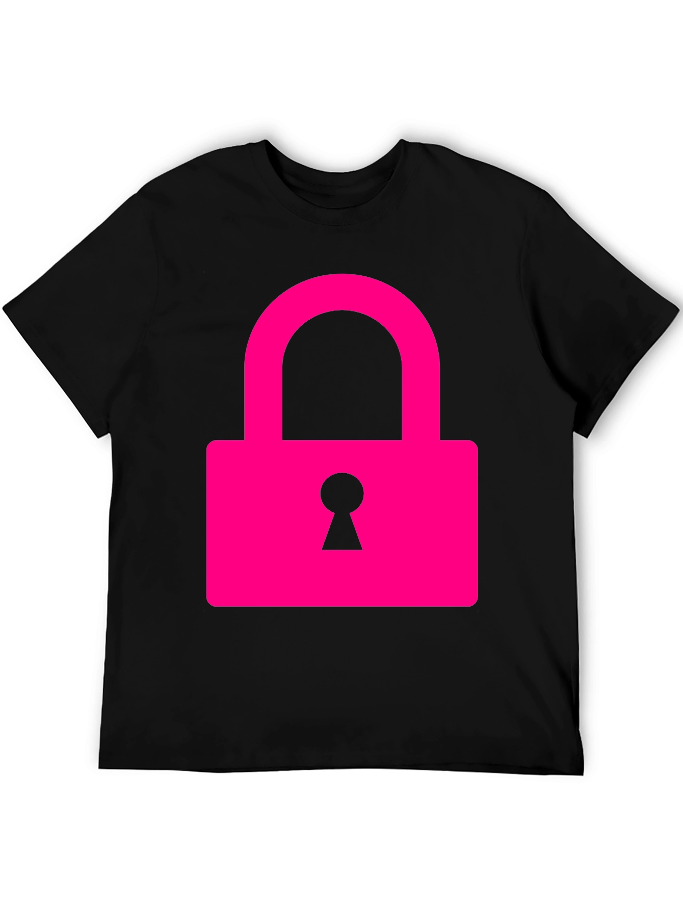Black Cool Pink Lock Graphic T-Shirt view 5