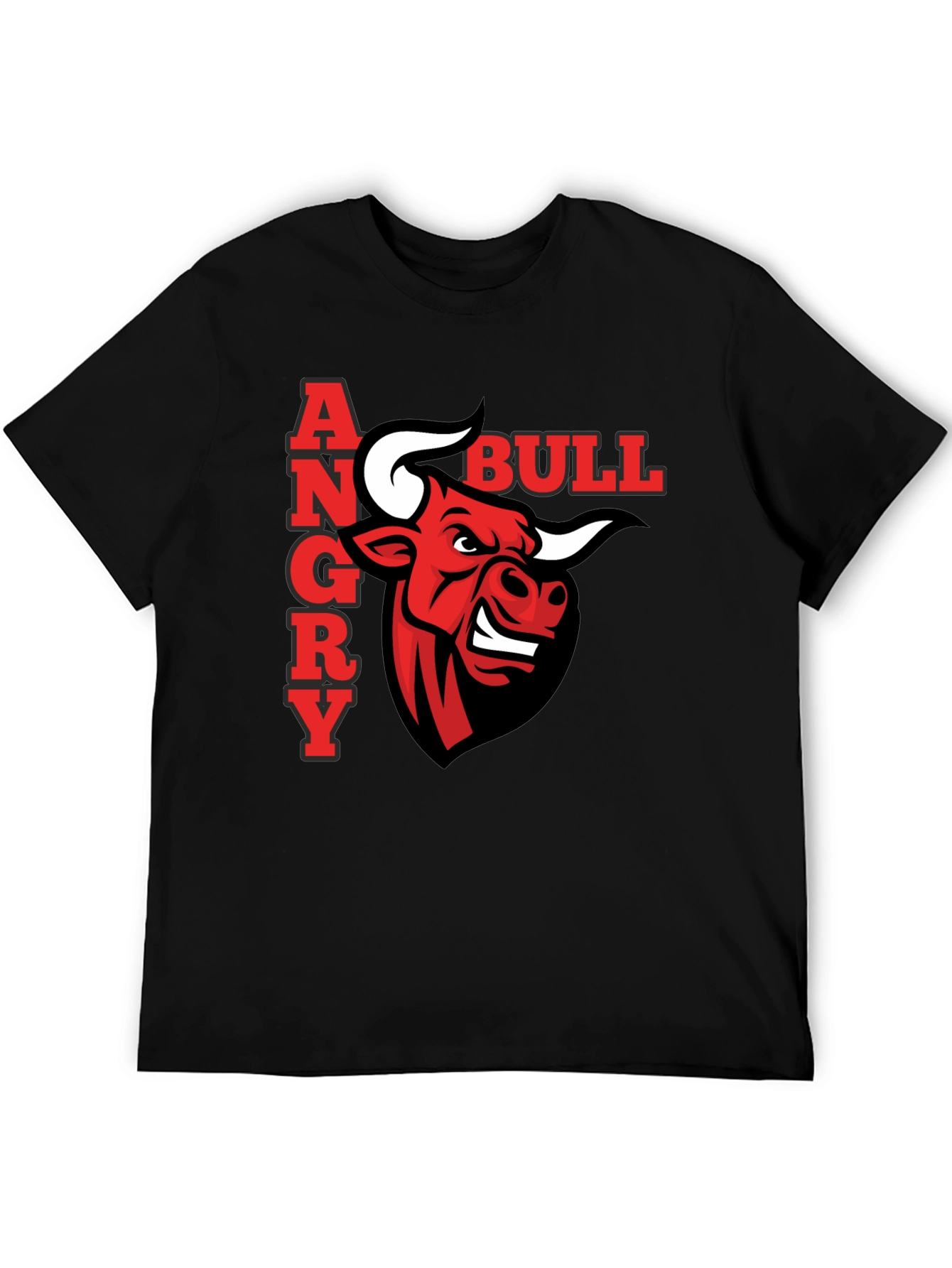 Black Angry Bull Graphic T-Shirt - Black Casual Tee view 5
