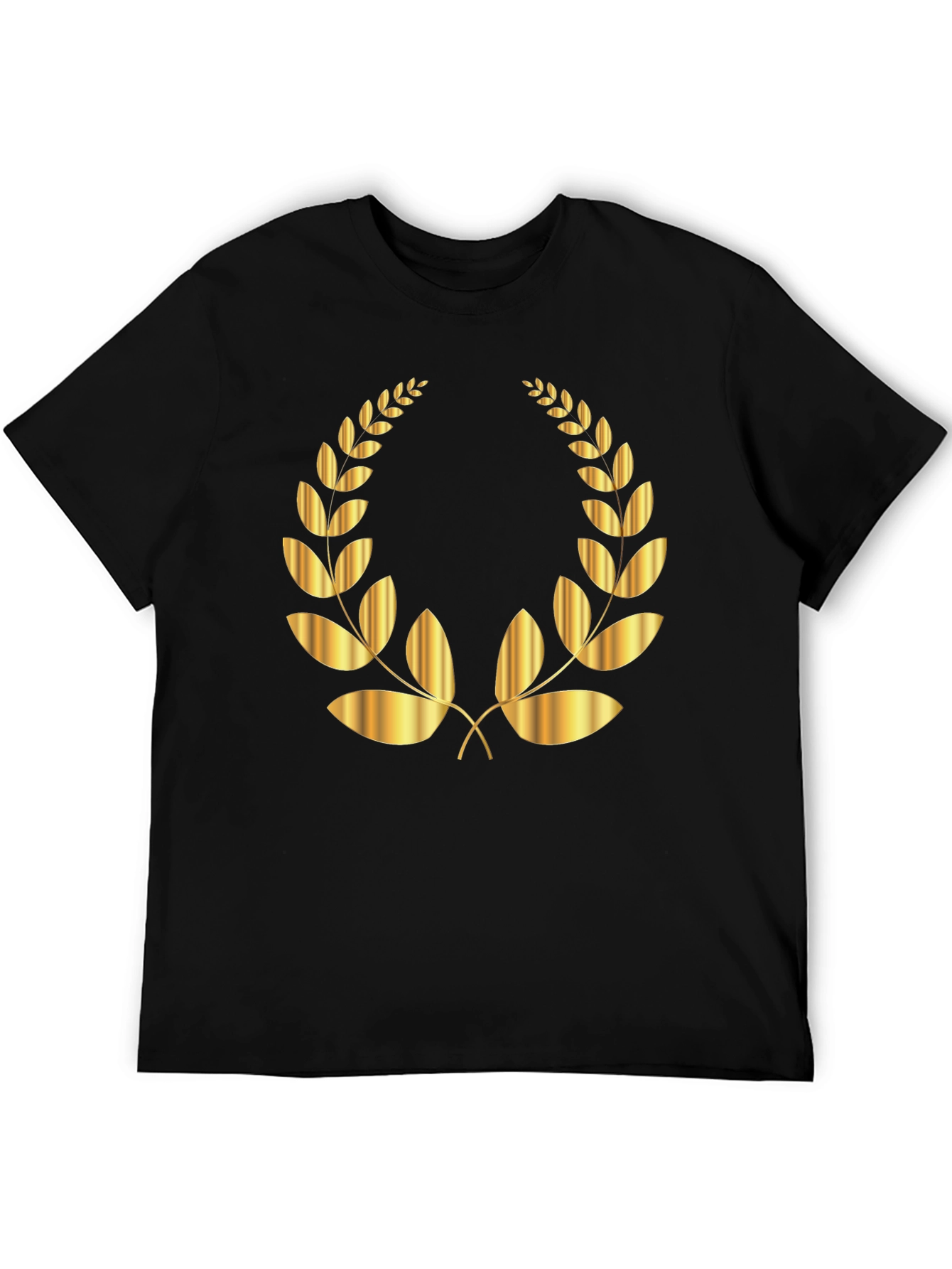 Black Golden Laurel Wreath Black T-Shirt view 5