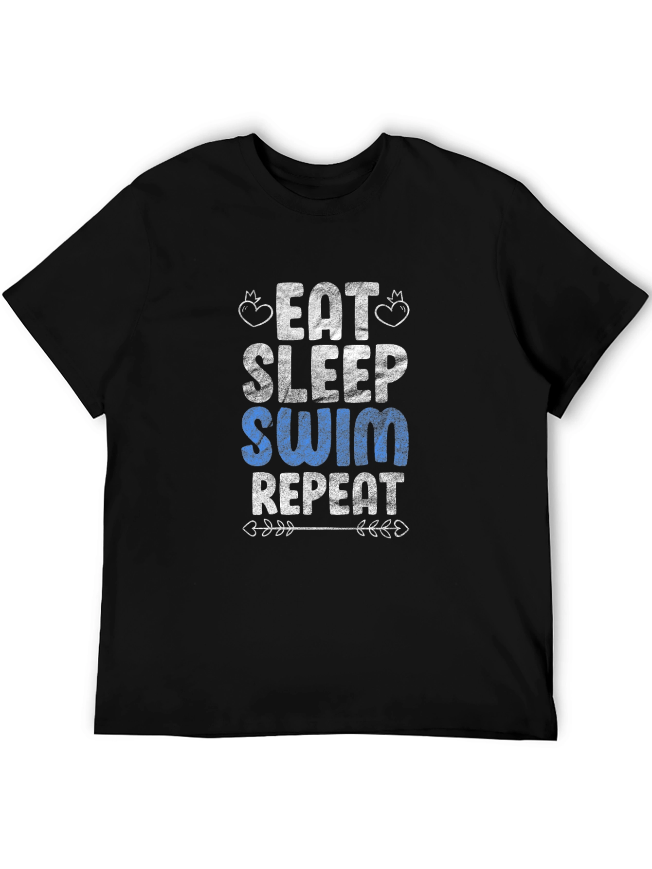Black Eat Sleep Swim Repeat T-Shirt - Black Cotton Graphic Tee view 5