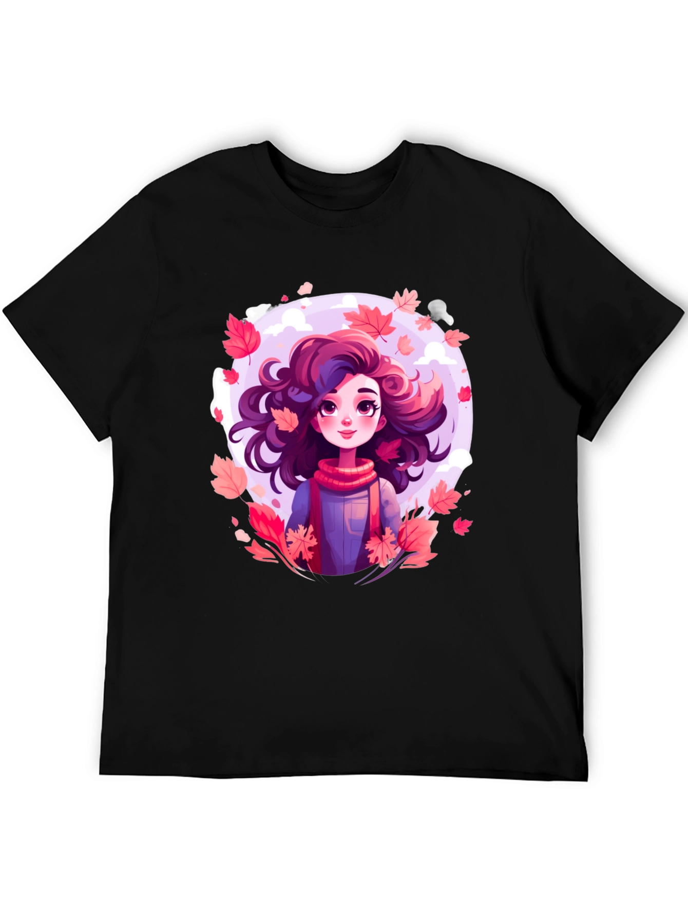 Black Autumn Girl T-Shirt - Unique Graphic Tee for Fall view 5