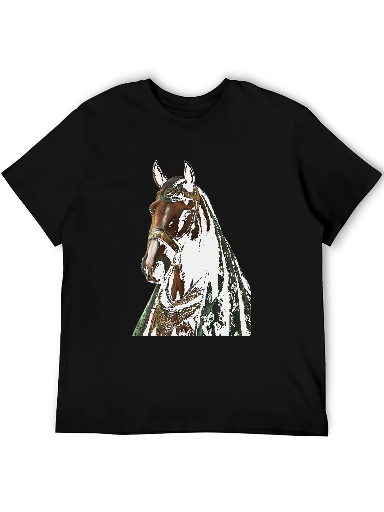 Black Horse Graphic Tee - Black Cotton T-Shirt view 5