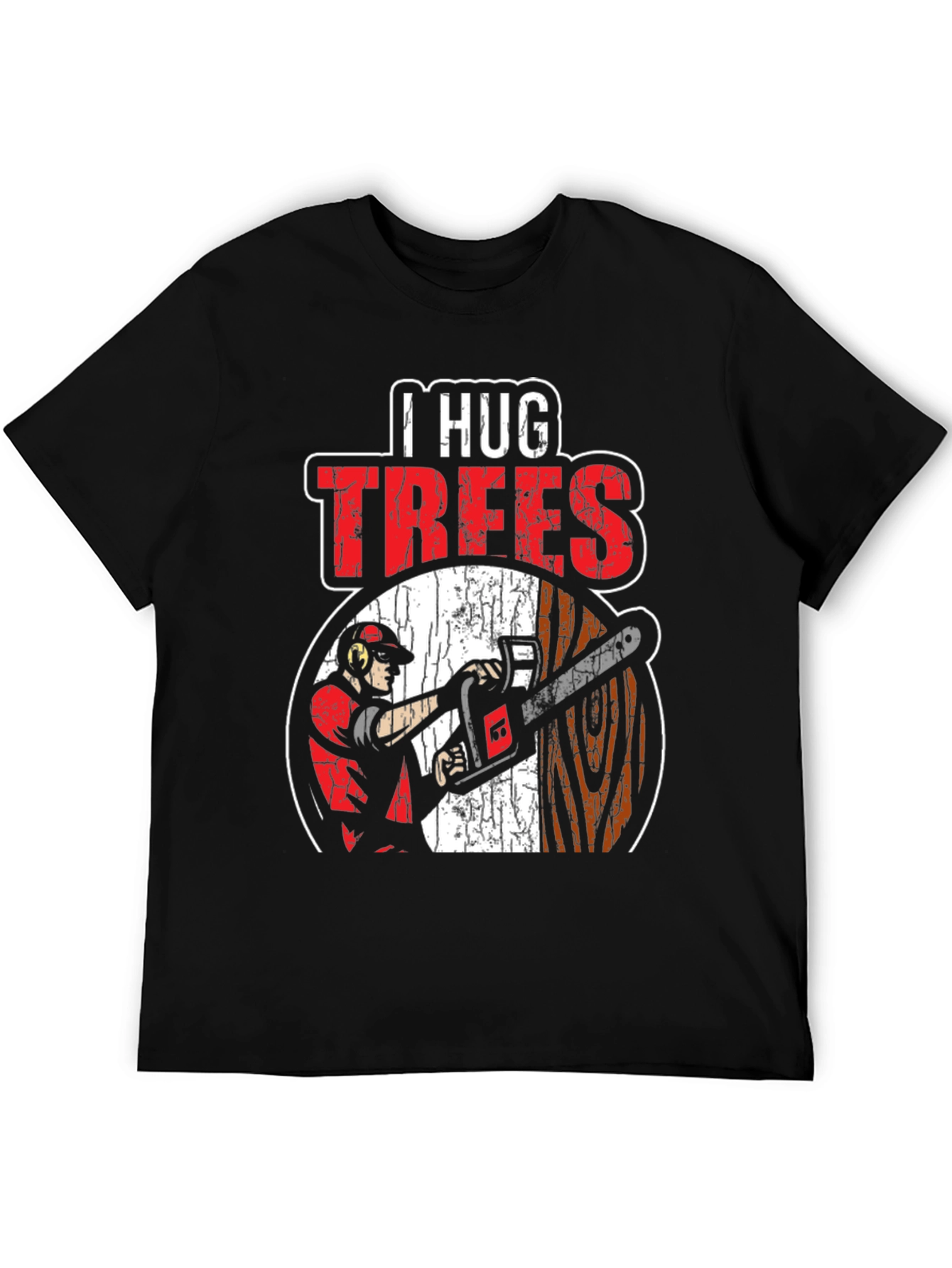 Black I Hug Trees Graphic T-Shirt - Arborist, Lumberjack view 5