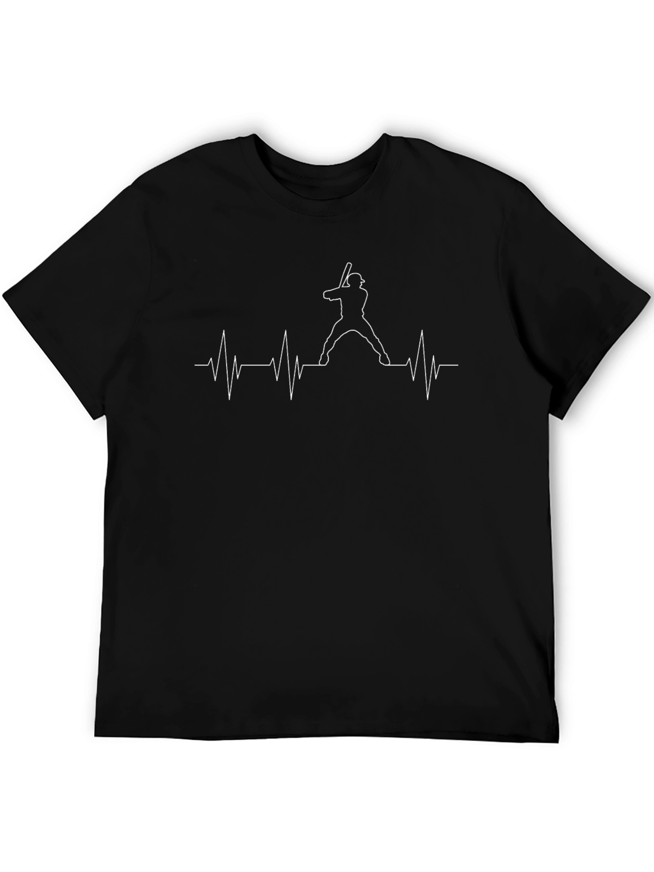 Black Baseball Heartbeat T-Shirt view 5