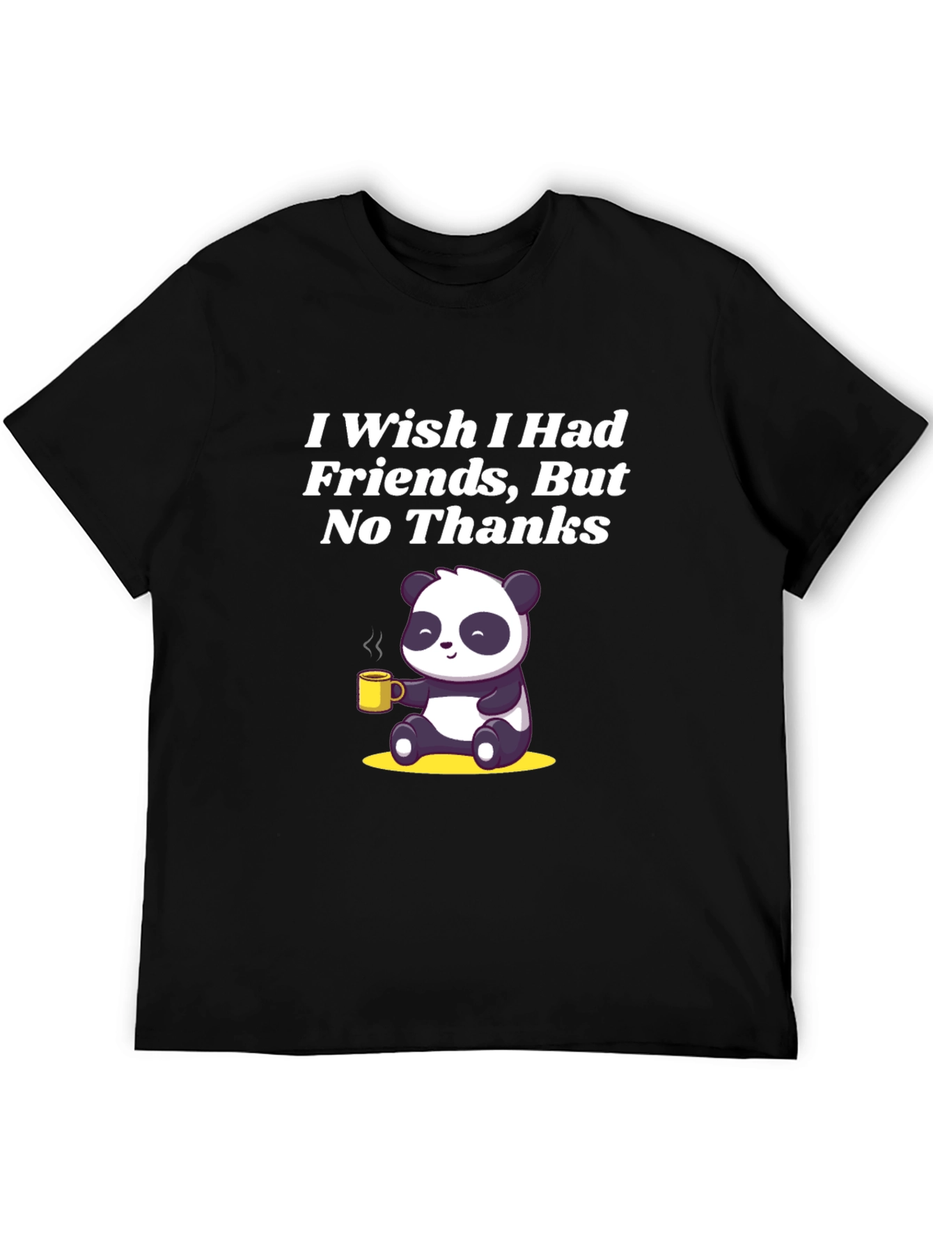 Black I Wish I Had Friends Panda T-Shirt view 5