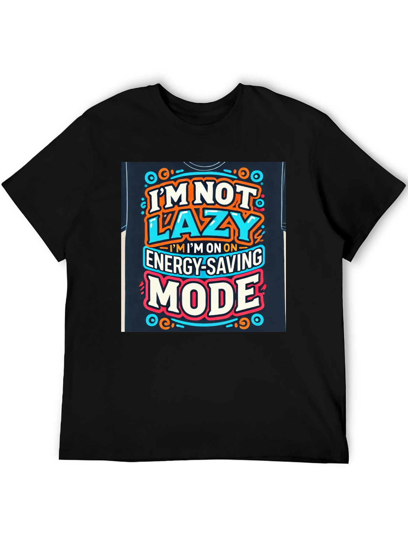 Black Energy Saving Mode Graphic Tee - Lazy Humor T-Shirt view 5