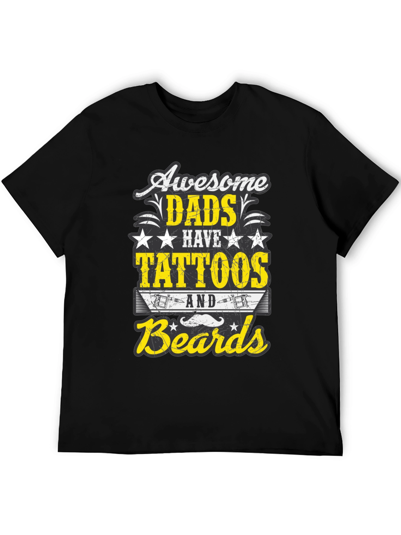 Black Awesome Dads Tattoos & Beards T-Shirt view 5