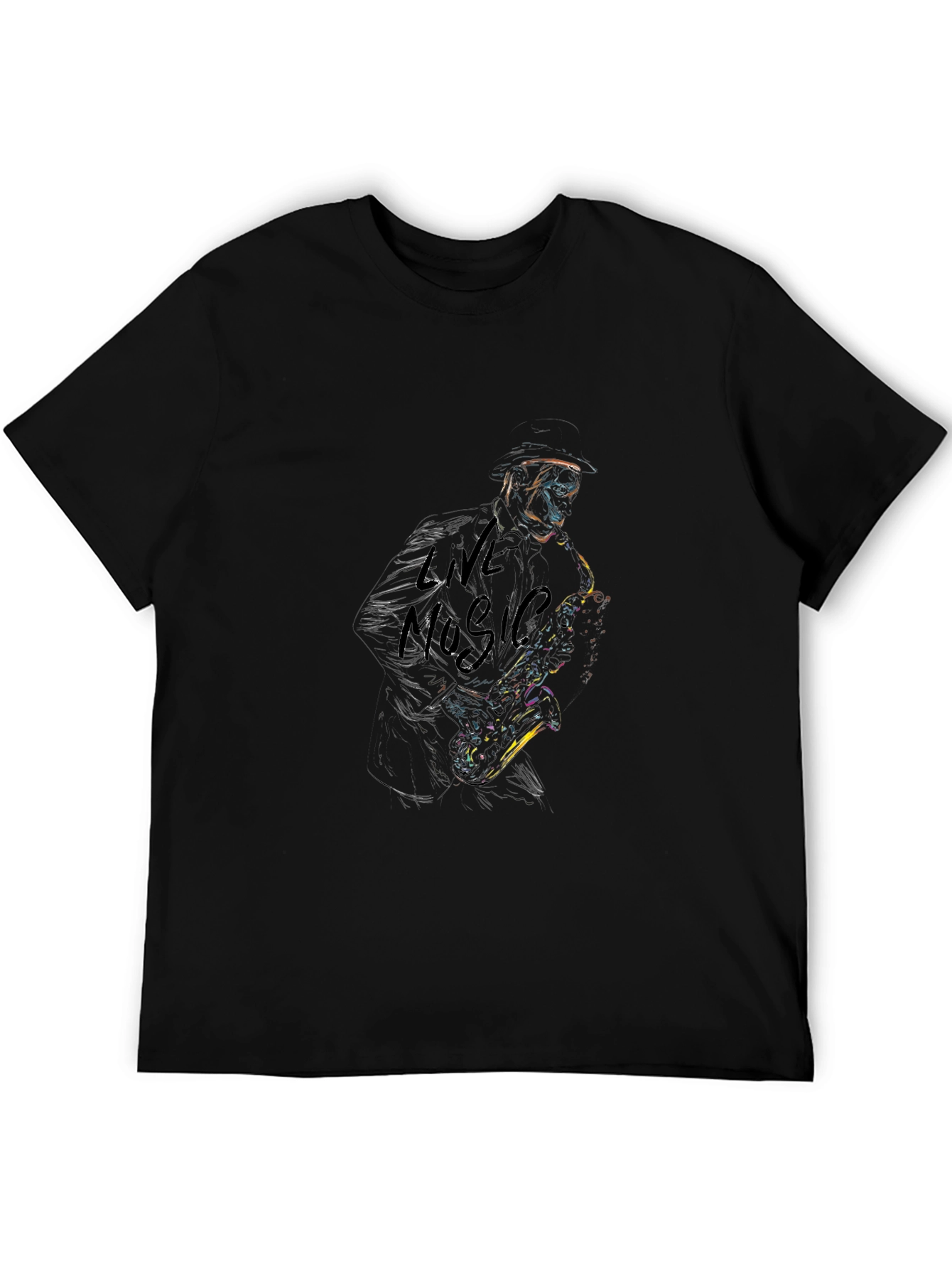 Black Live Music Graphic Tee - Black Cotton Blend view 5