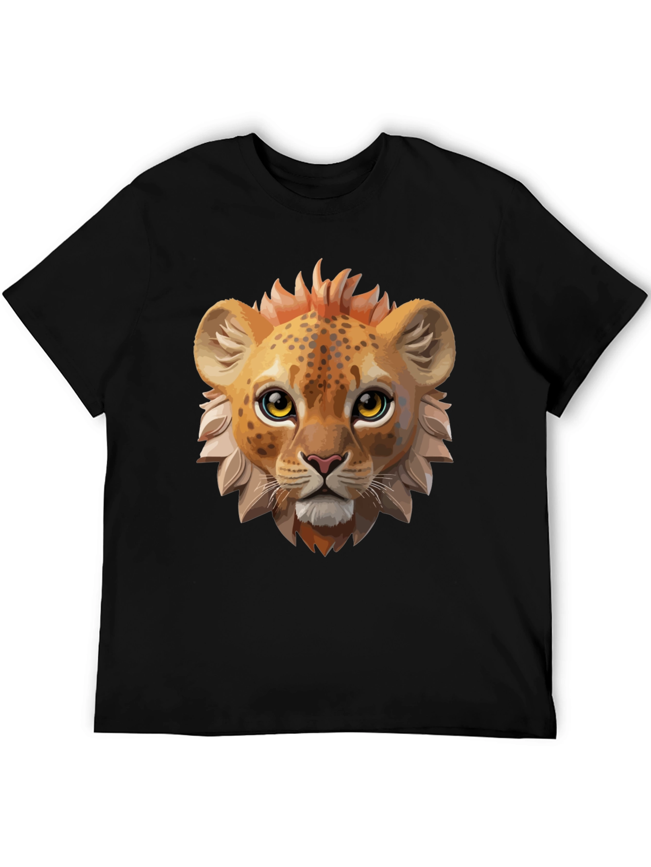 Black Lion Cub Graphic Tee - Black Cotton Shirt view 5