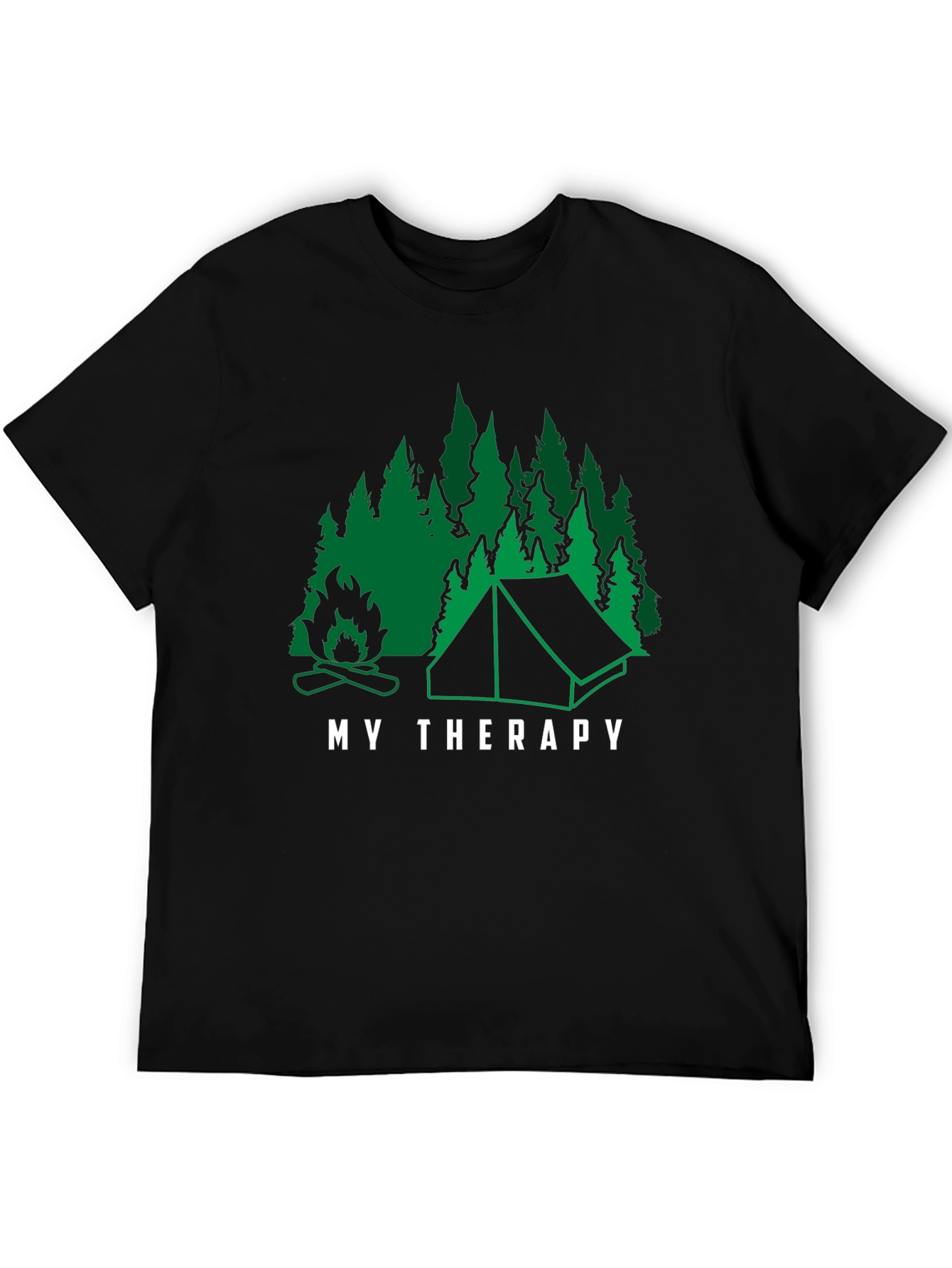 Black Camping Therapy Graphic Tee - Nature Adventure Shirt view 5