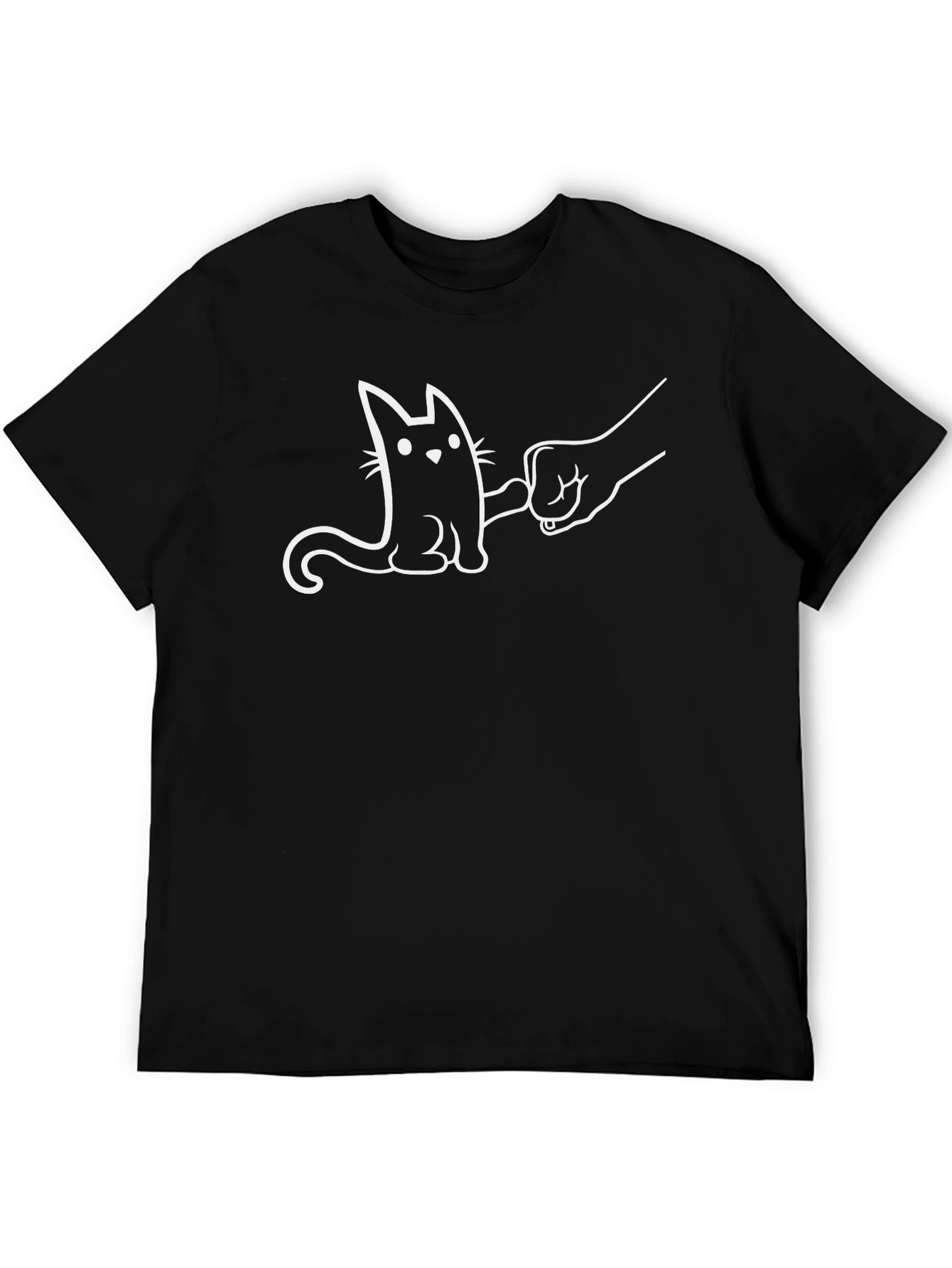 Black Funny Cat Fist Bump Black T-Shirt view 5