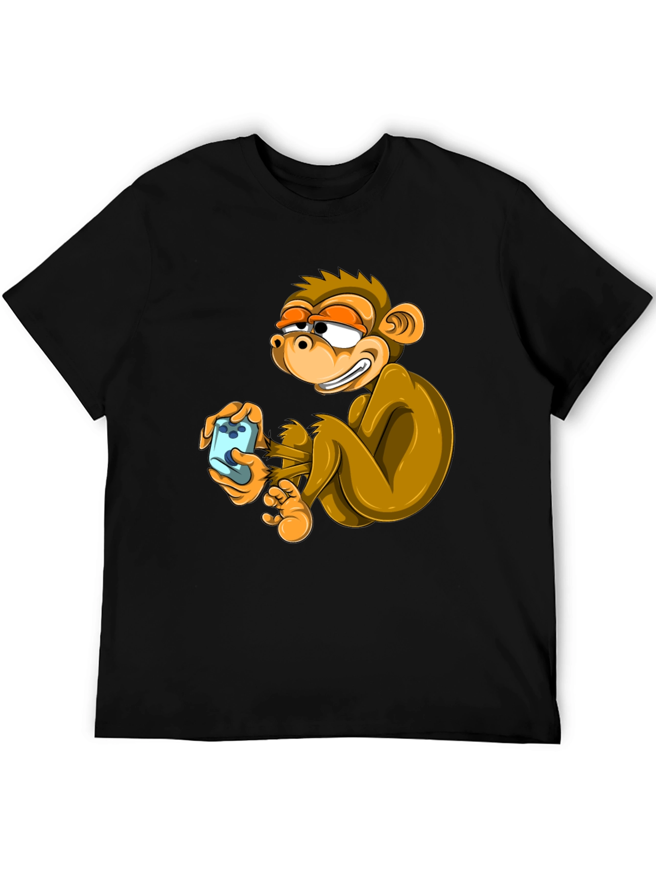 Black Funny Monkey Graphic Tee - Black Cotton T-Shirt view 5