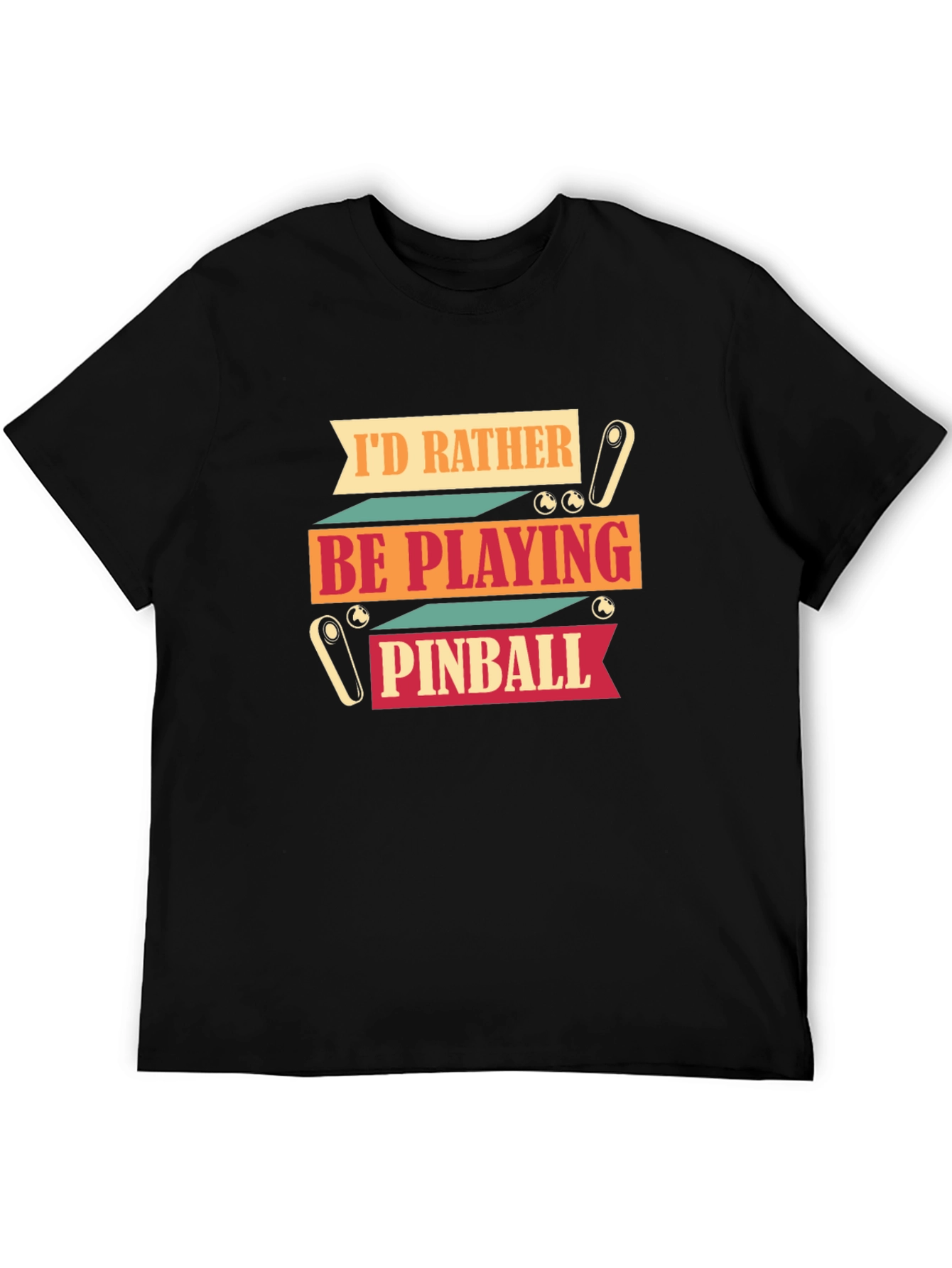 Black I'd Rather Be Playing Pinball Graphic T-Shirt view 5