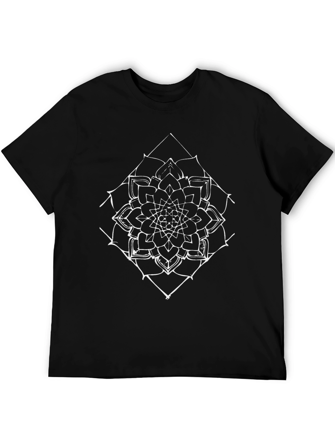 Black Geometric Mandala Graphic Tee - Black view 5