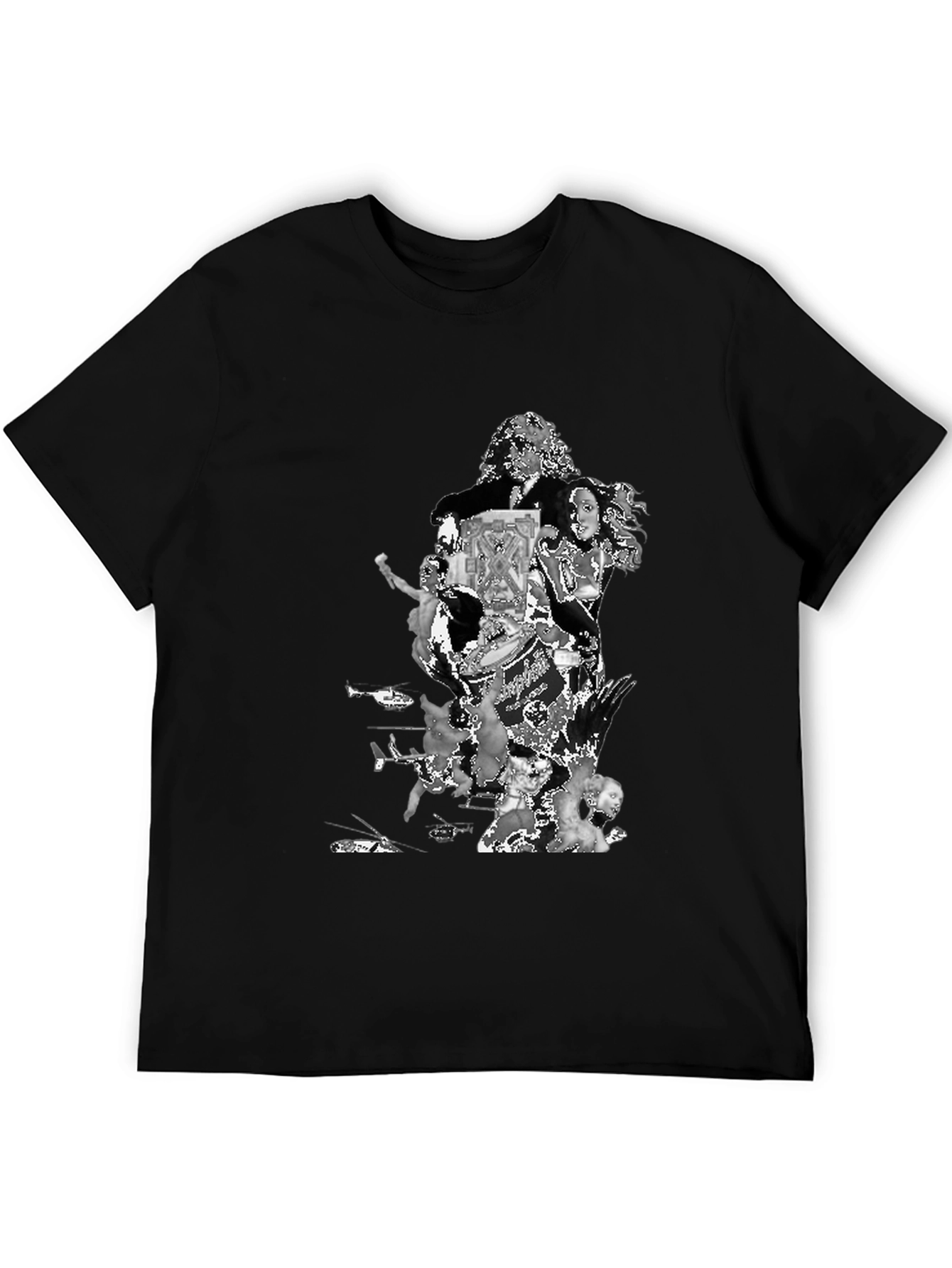 Black Retro Collage Graphic T-Shirt - Black view 5