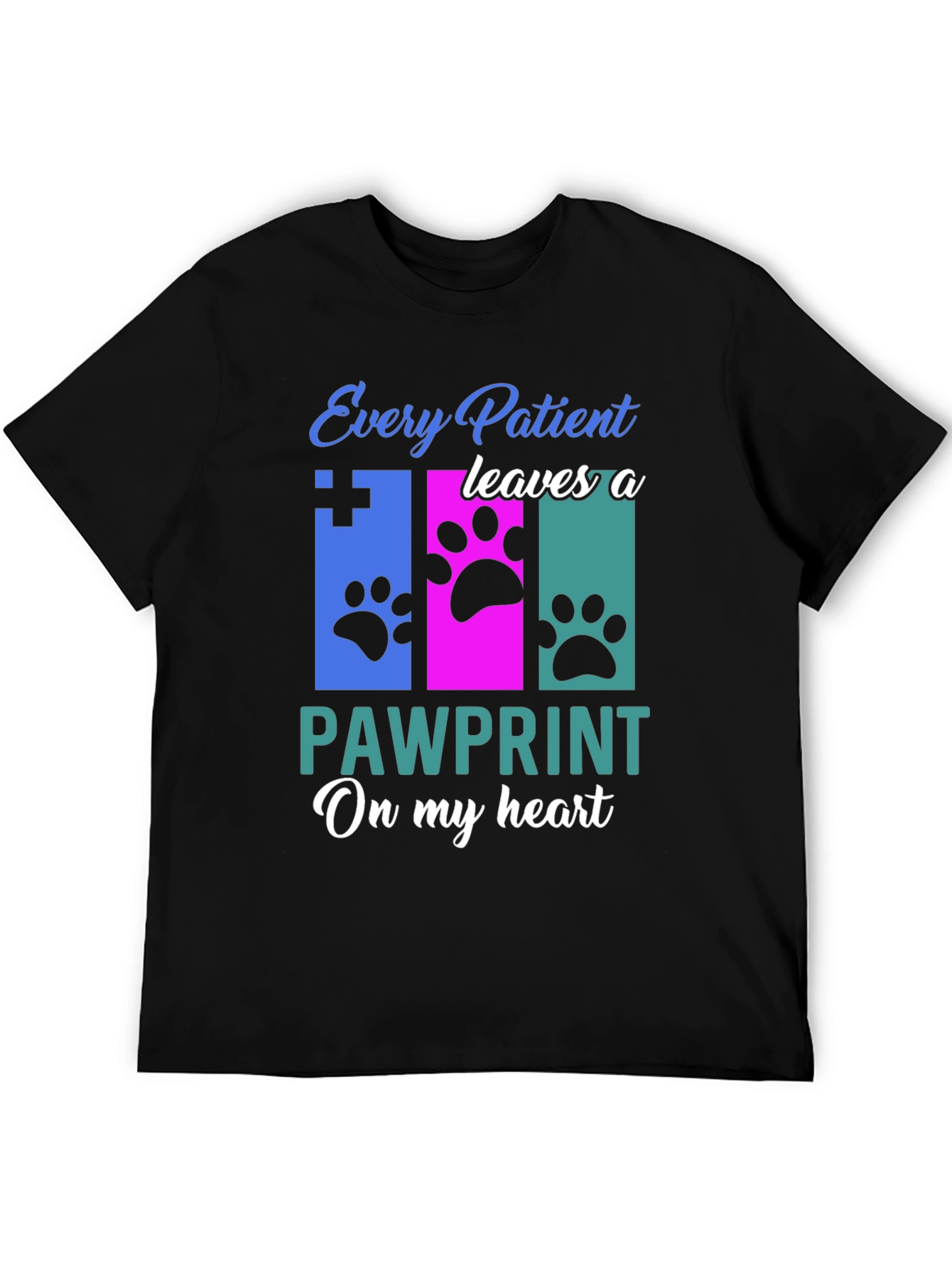 Black Veterinarian Paw Print T-Shirt - Animal Lover Gift view 5