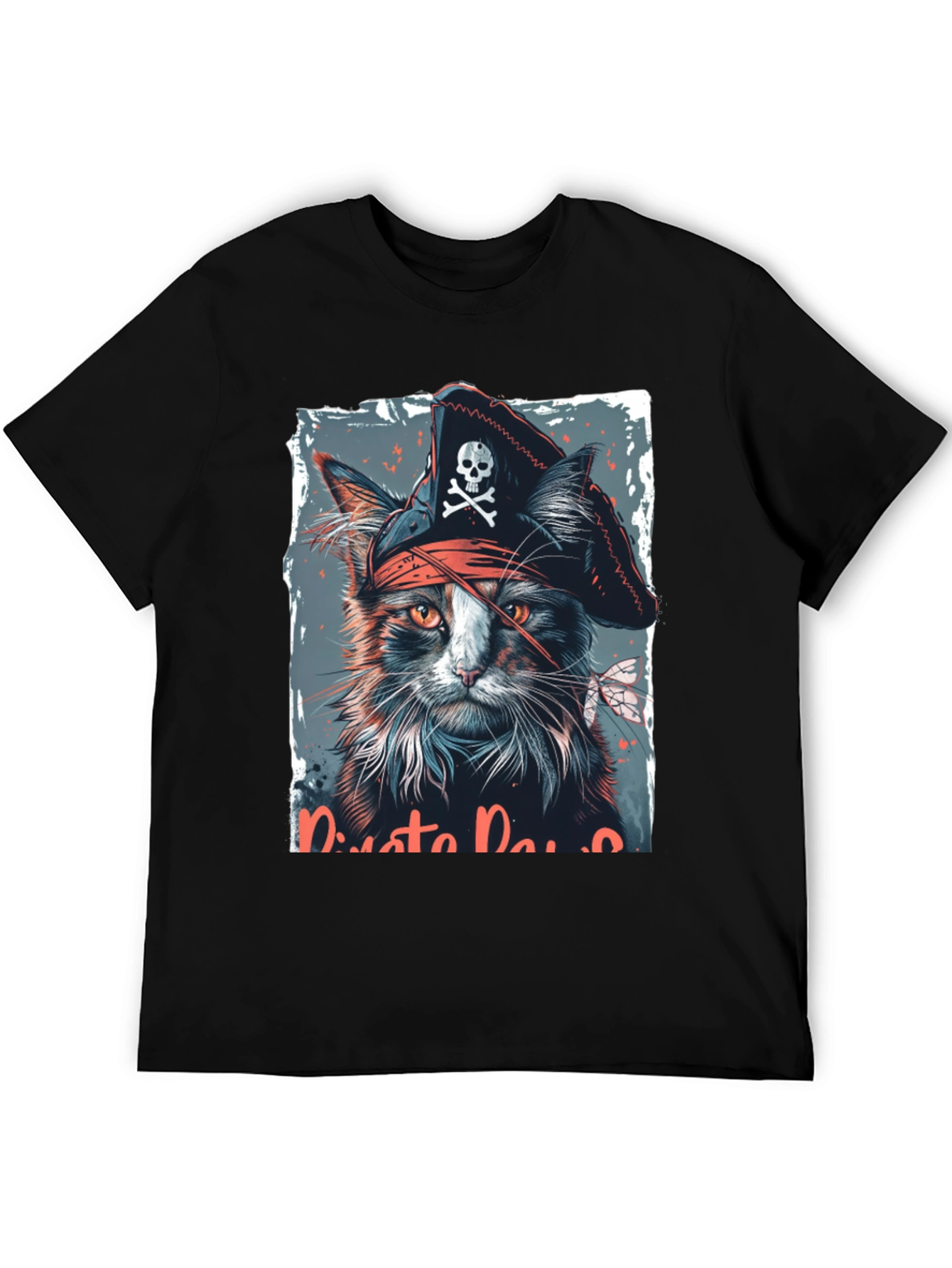 Black Pirate Cat Graphic T-Shirt - Black view 5