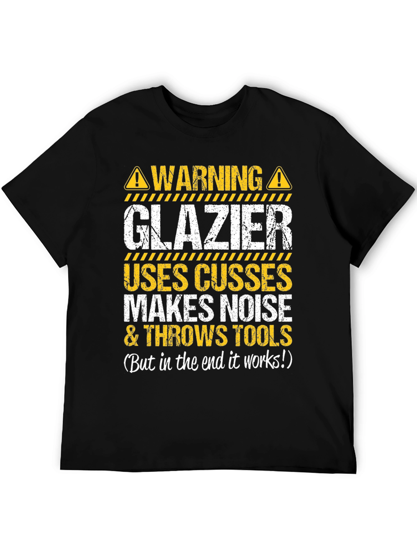 Black Warning Glazier T-Shirt: Funny & Bold view 5