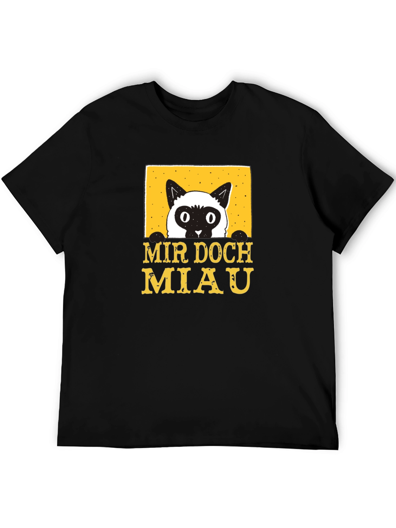 Black Mir Doch Miau Cat T-Shirt - Black Cotton Blend Tee view 5