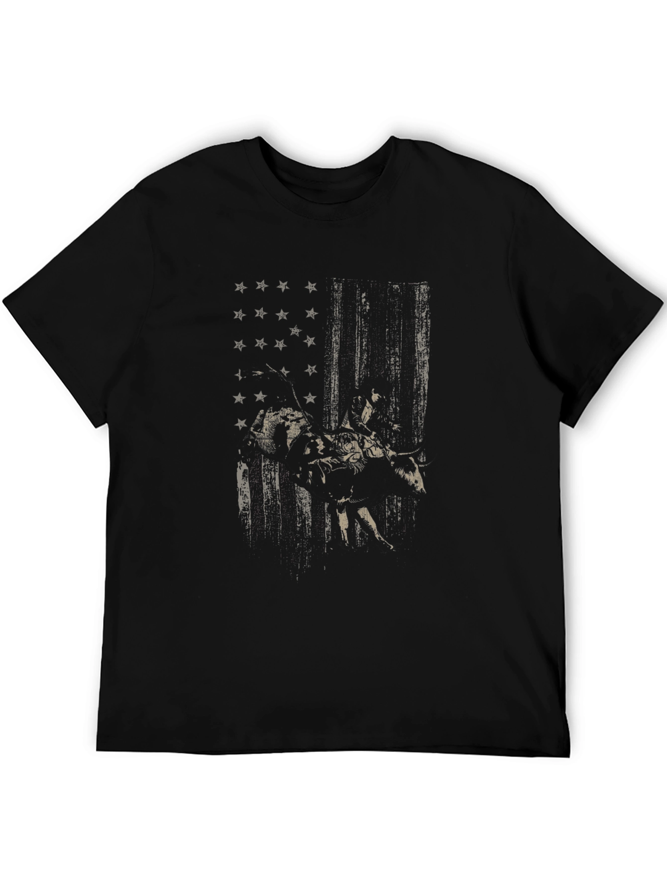 Black American Flag Bull Rider Graphic Tee view 5