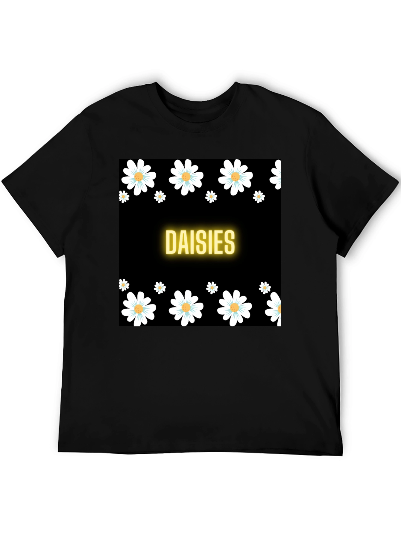 Black Daisies Black T-Shirt view 5
