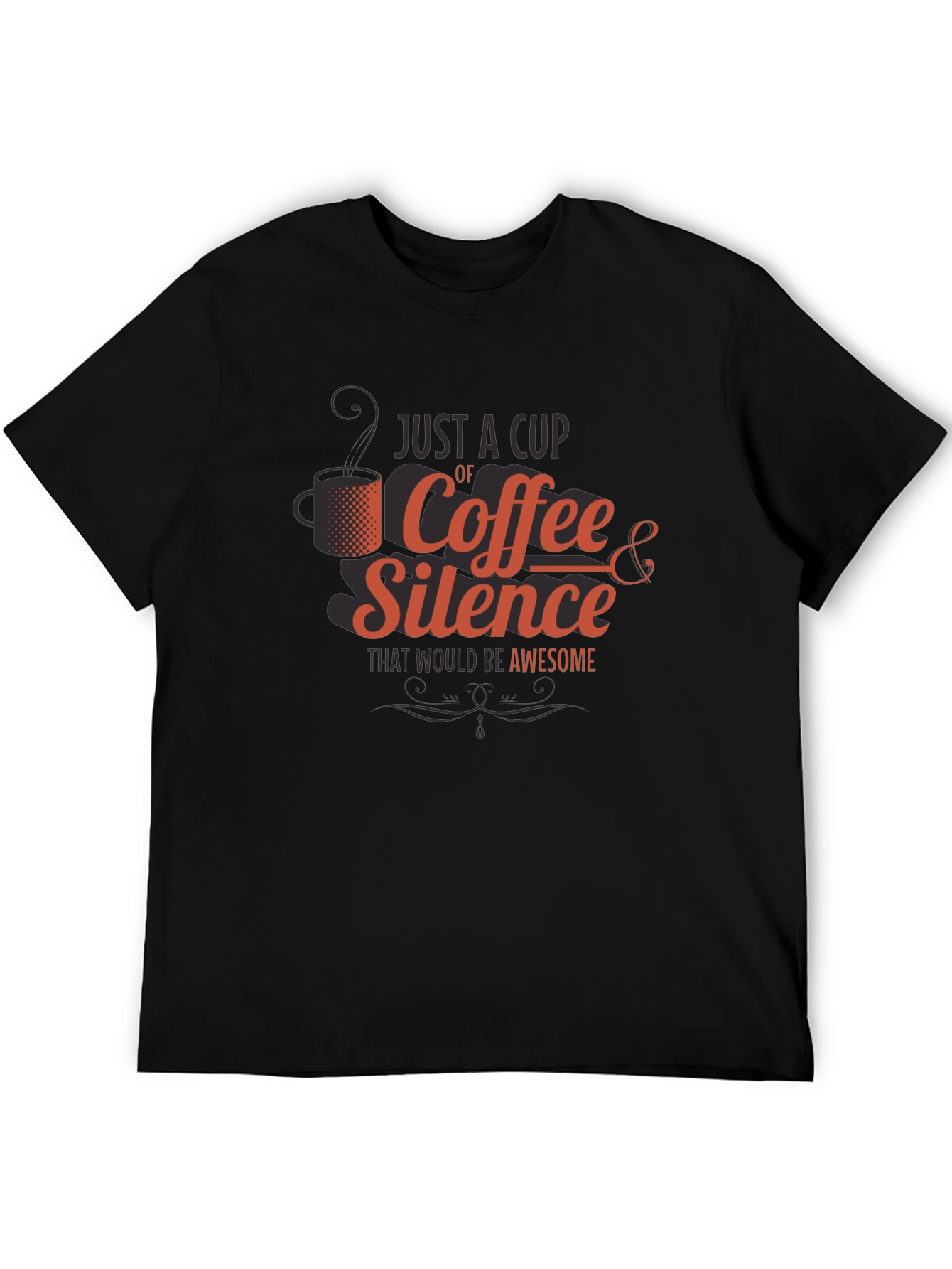 Black Coffee & Silence T-Shirt - Awesome Slogan Tee view 5