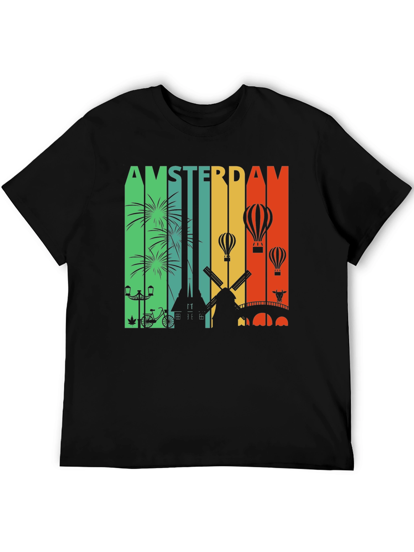 Black Amsterdam Cityscape Graphic Tee view 5