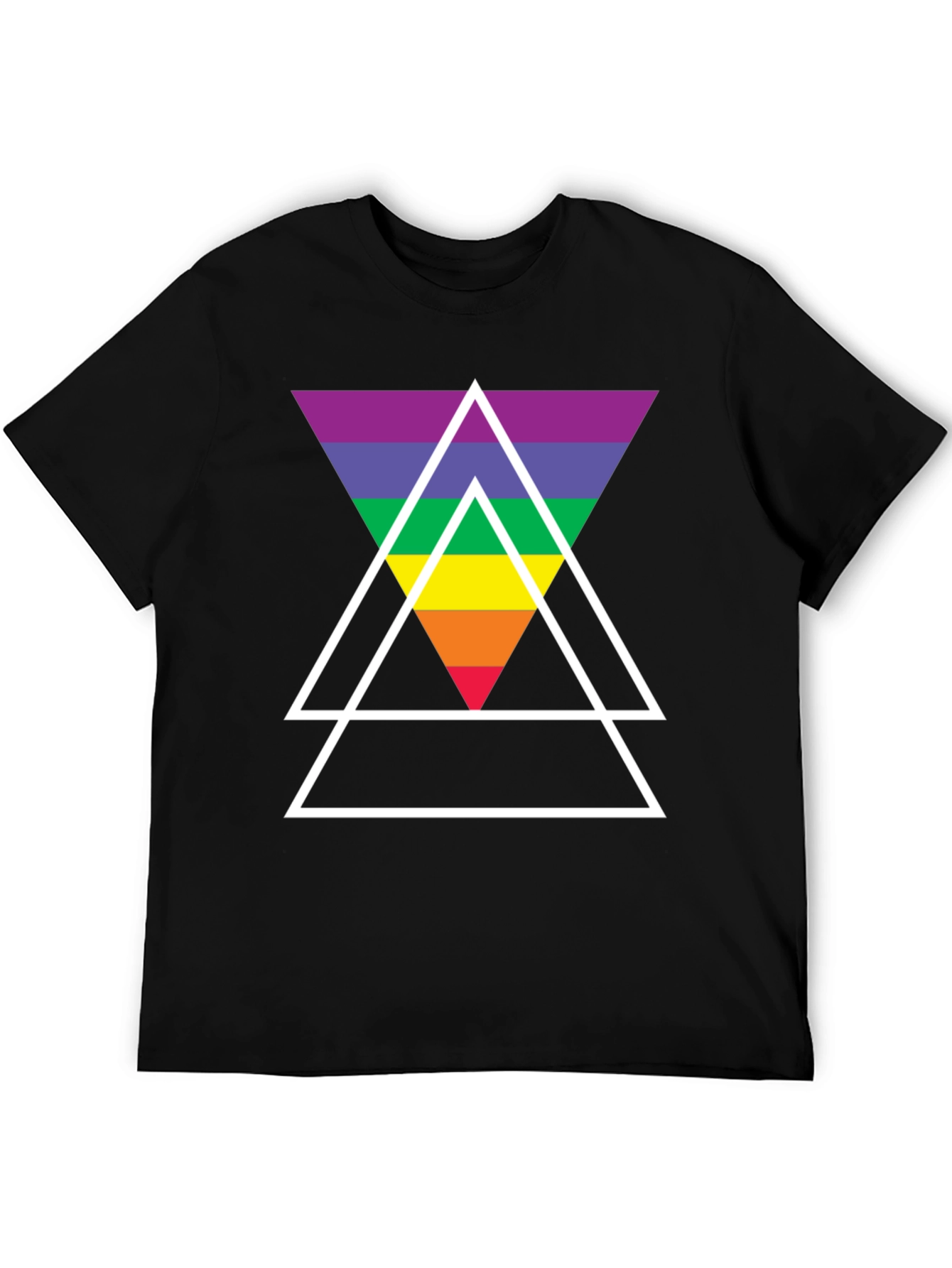 Black Rainbow Triangle Graphic Tee - Stylish Casual Wear view 5