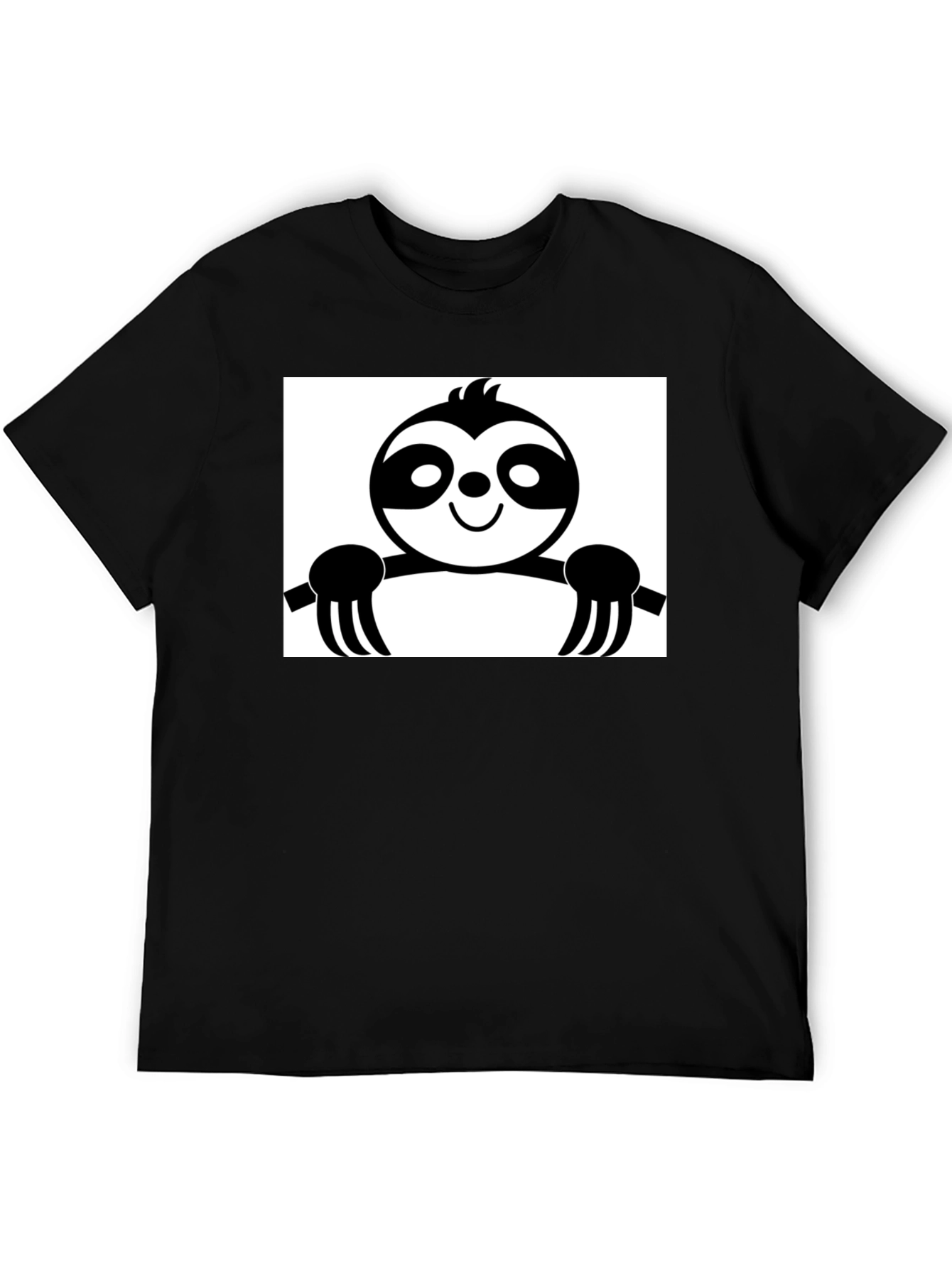 Black Sloth Graphic Tee - Black Cotton Casual Shirt view 5