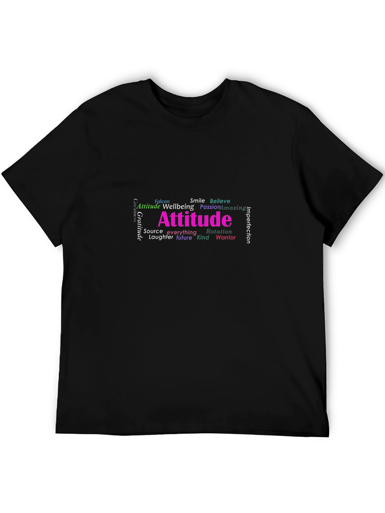 Black Attitude Word Art Black T-Shirt view 5
