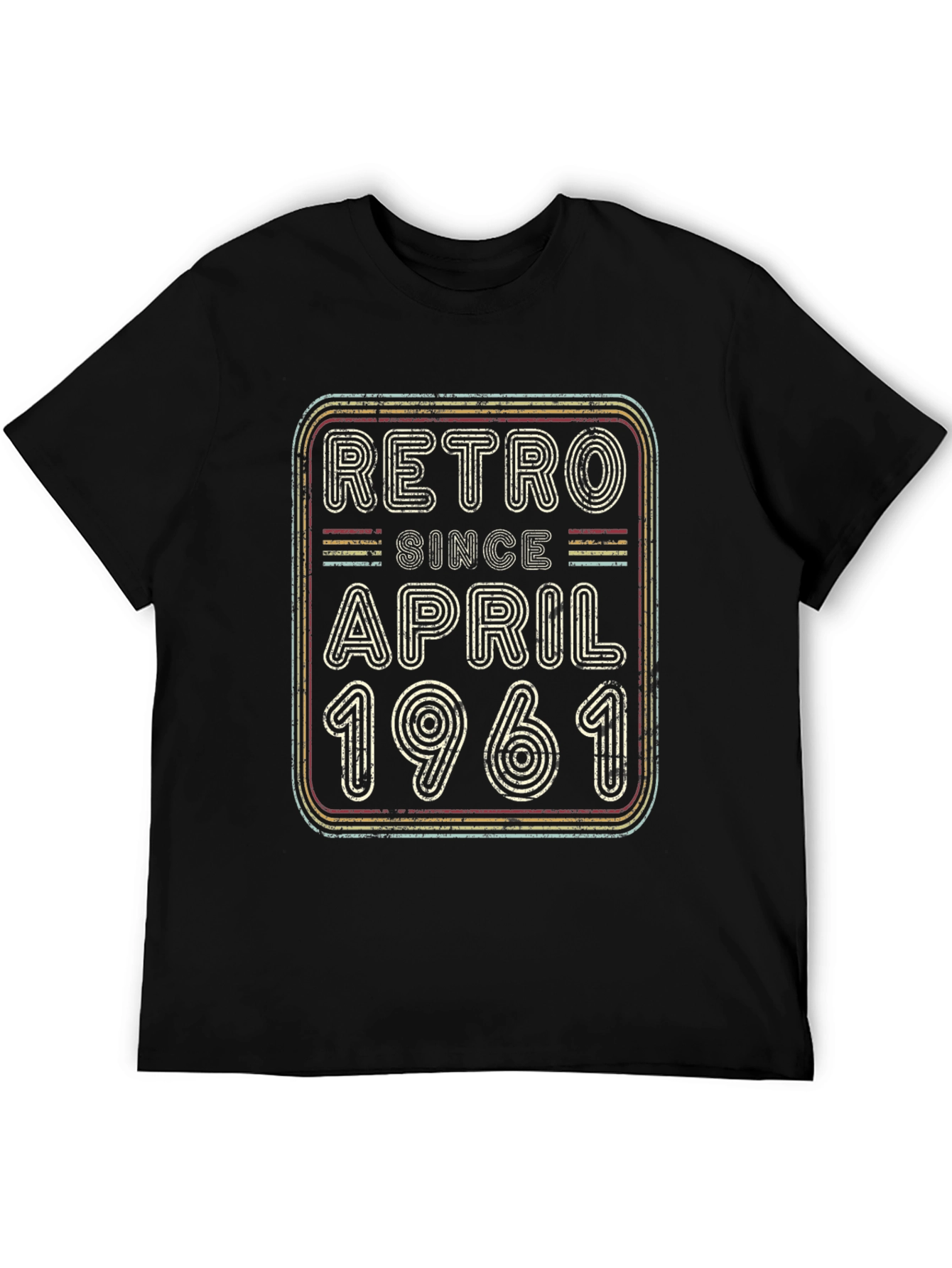 Black Retro Since April 1961 Birthday T-Shirt view 5