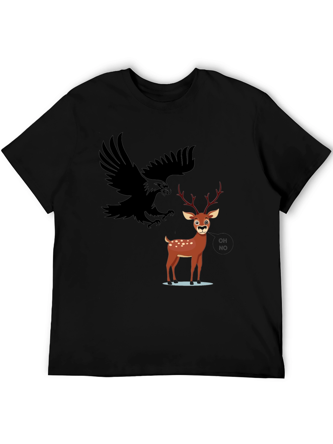Black Eagle and Deer Graphic Tee - Black view 5