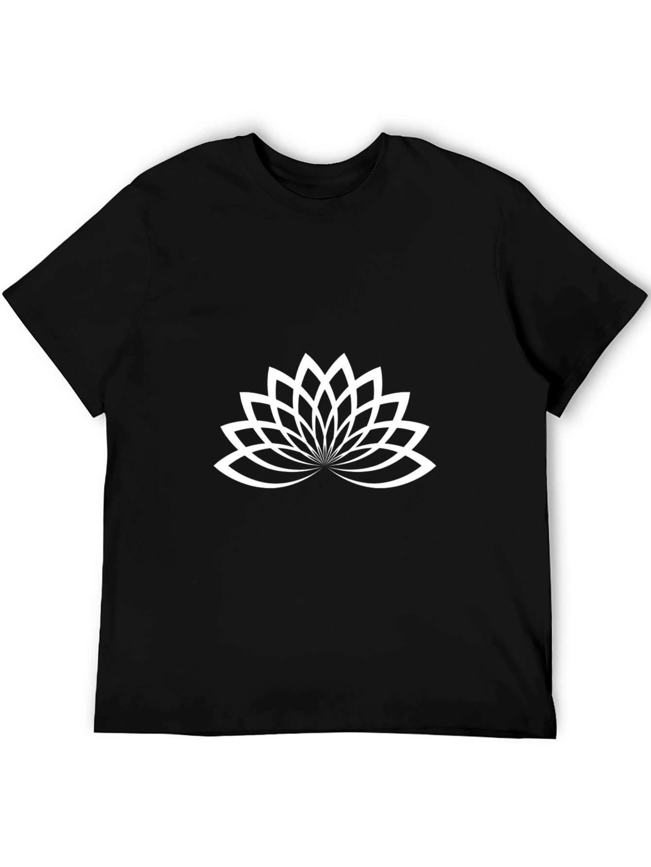 Black Lotus Flower Graphic Tee - Modern Black T-Shirt view 5