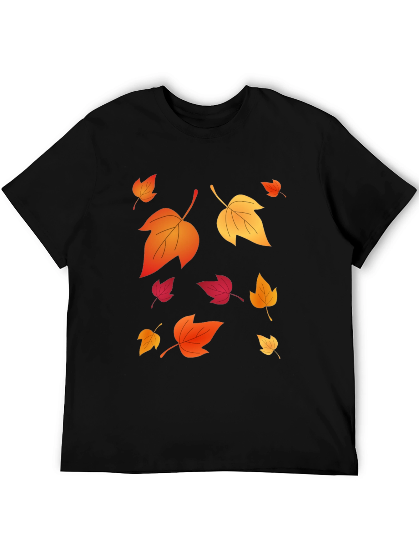 Black Autumn Leaves Graphic Black T-Shirt view 5