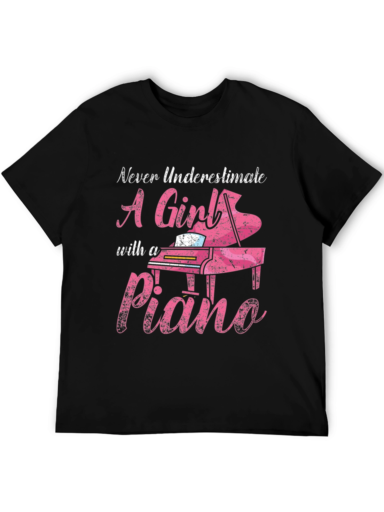 Black Never Underestimate A Girl with a Piano T-Shirt view 5