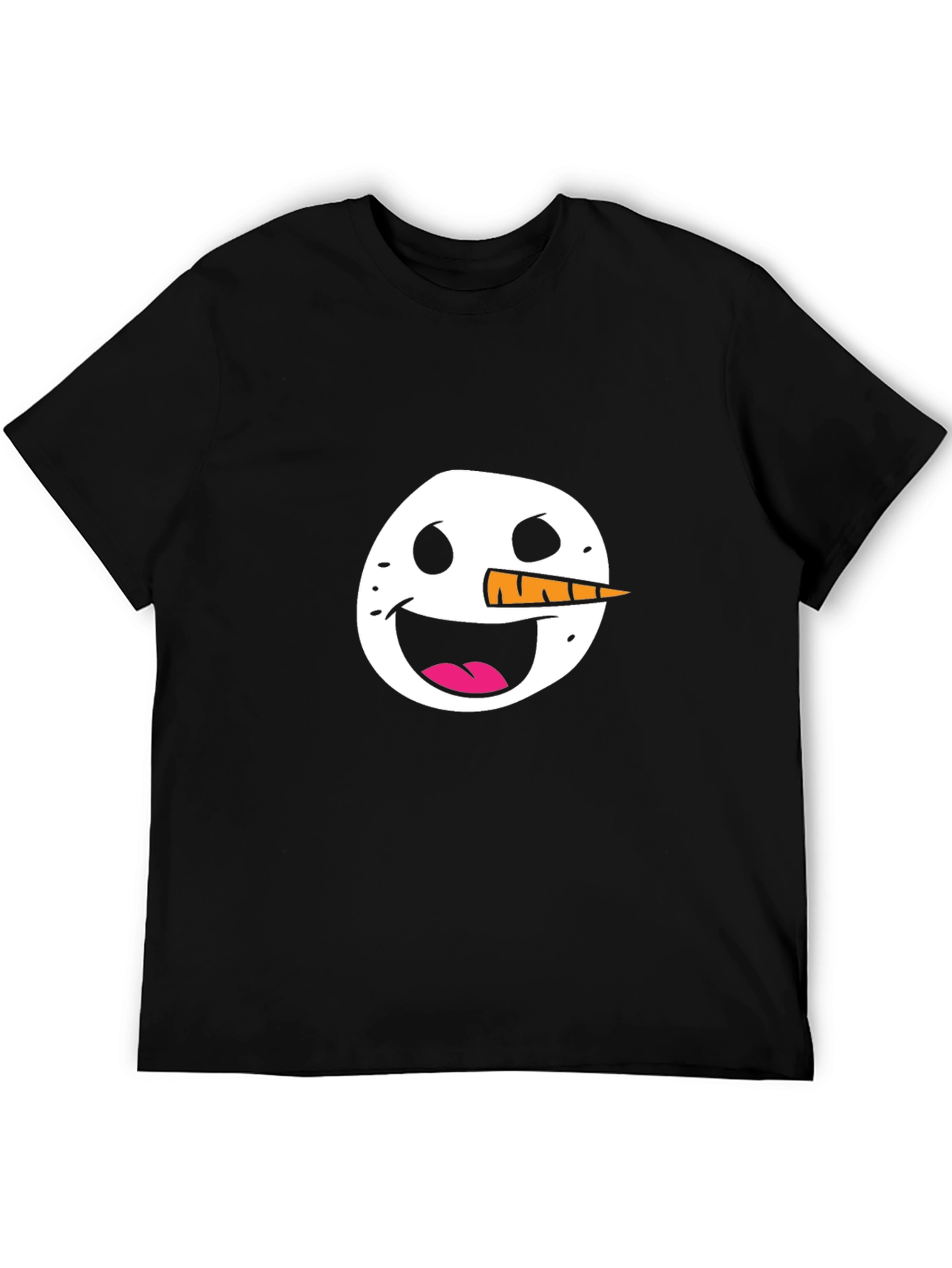 Black Snowman Face Graphic Tee - Black Cotton Casual Shirt view 5