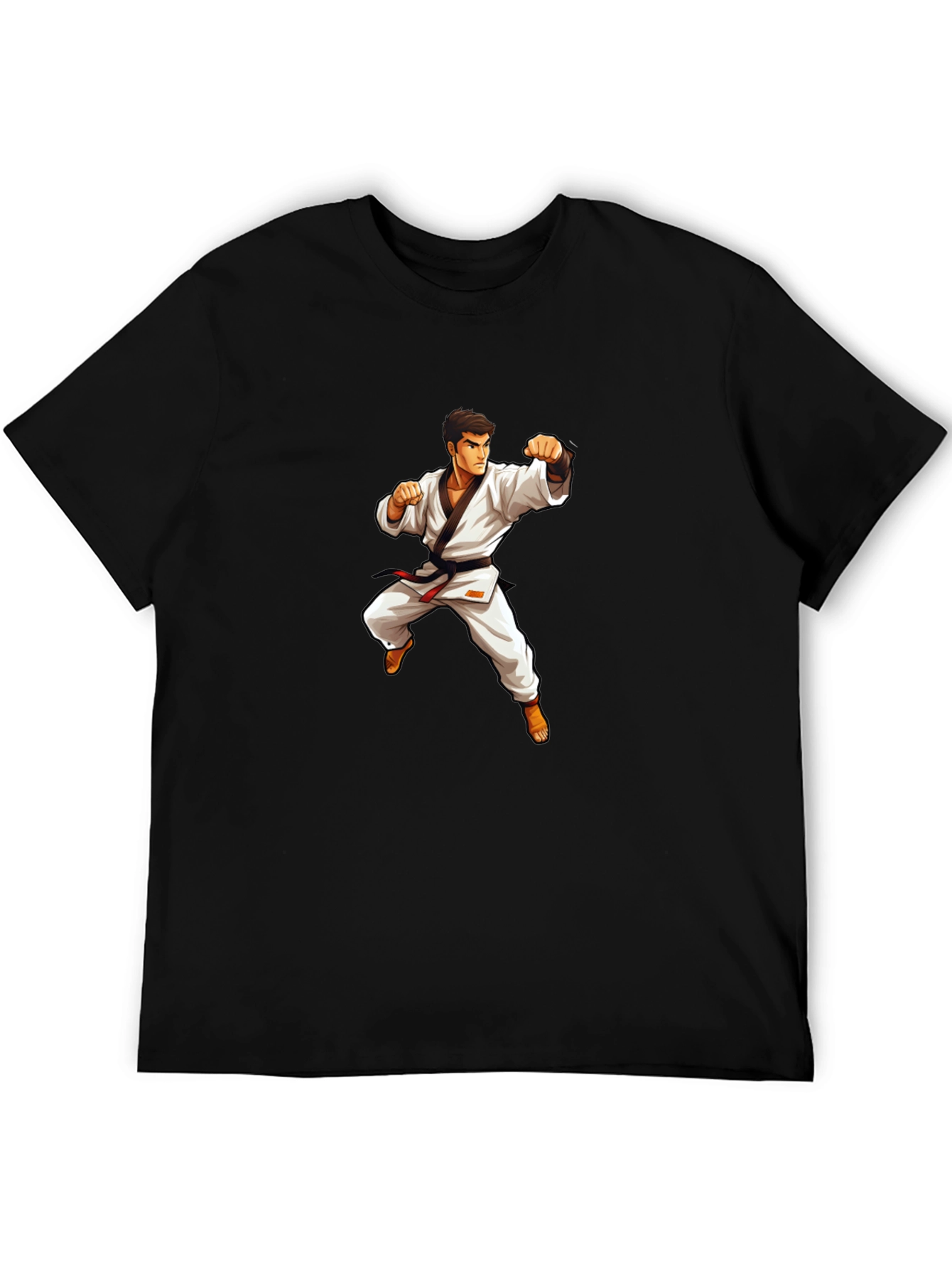 Black Karate Master Graphic T-Shirt - Black Cotton Tee view 5