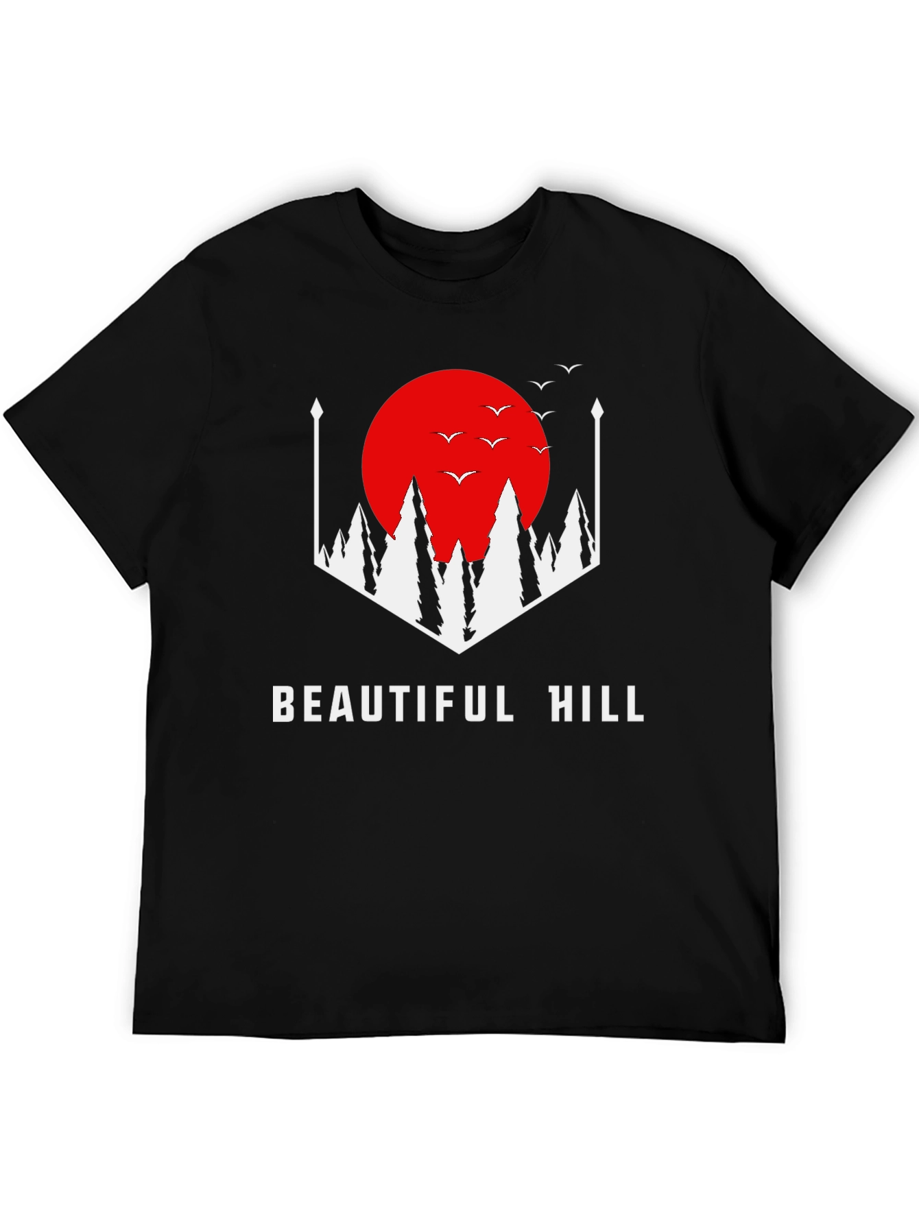 Black Beautiful Hill Graphic Tee - Stylish Comfort view 5