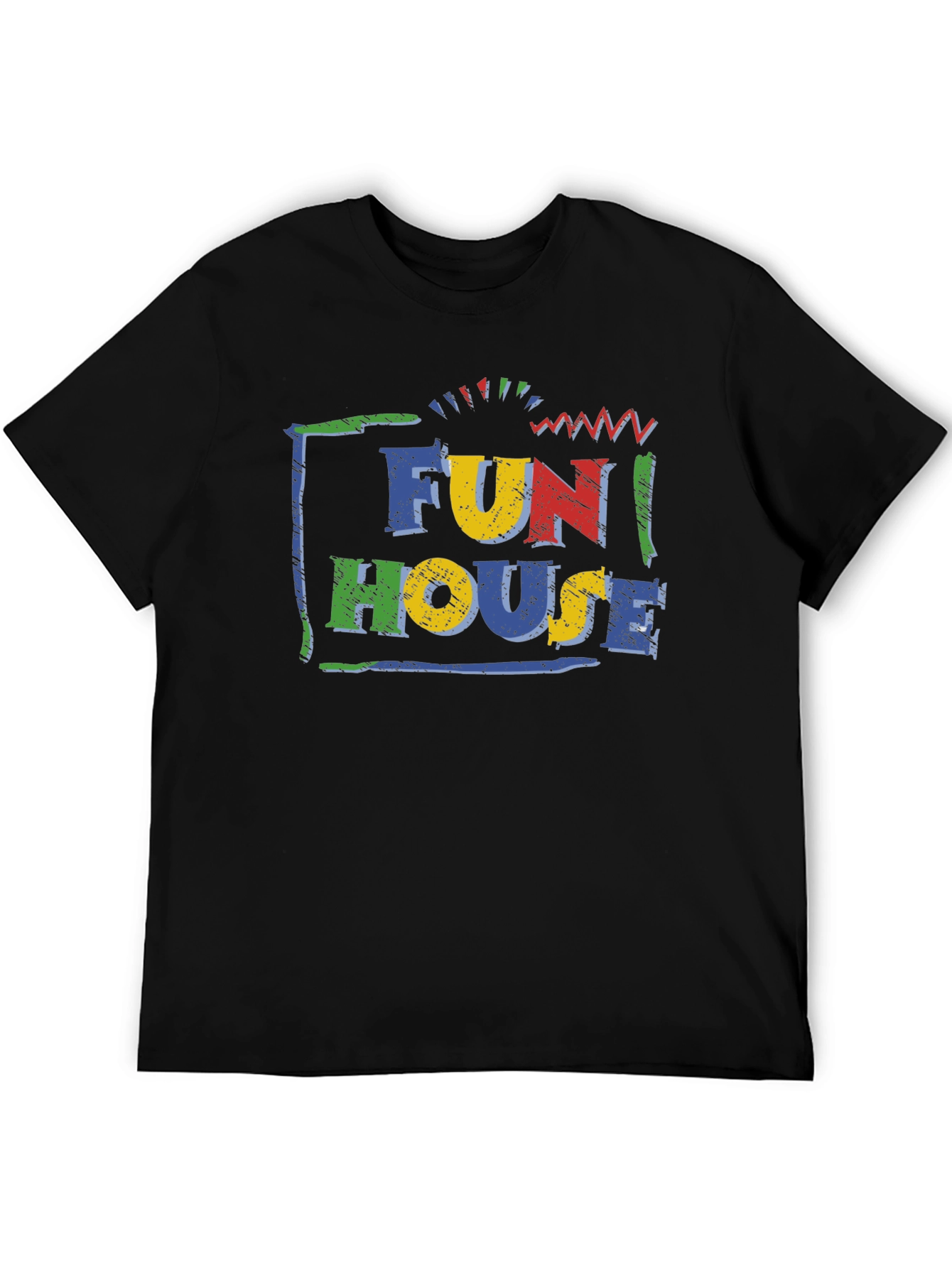 Black Fun House Graphic Tee - Vintage Style Black T-Shirt view 5