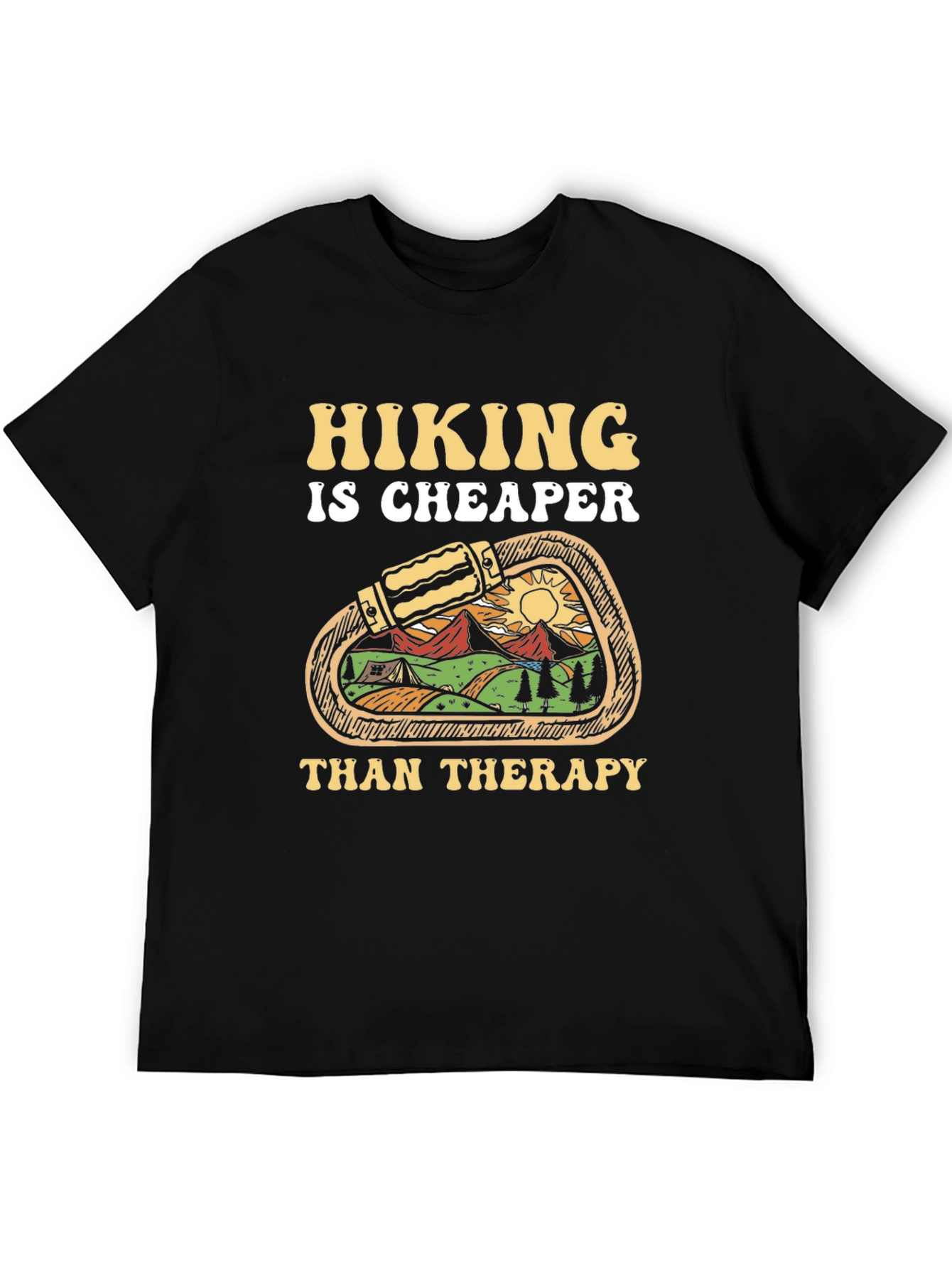 Black Hiking is Cheaper Than Therapy T-Shirt view 5