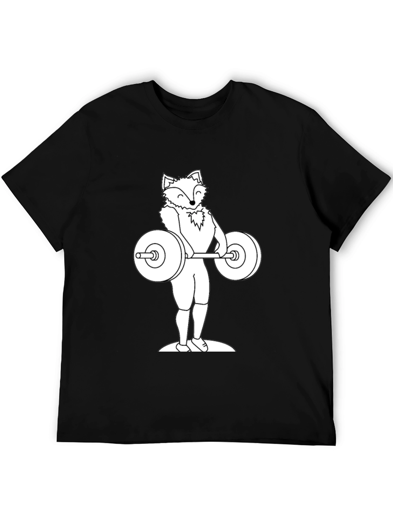 Black Fox Lifting Weights Graphic Tee - Black T-Shirt view 5
